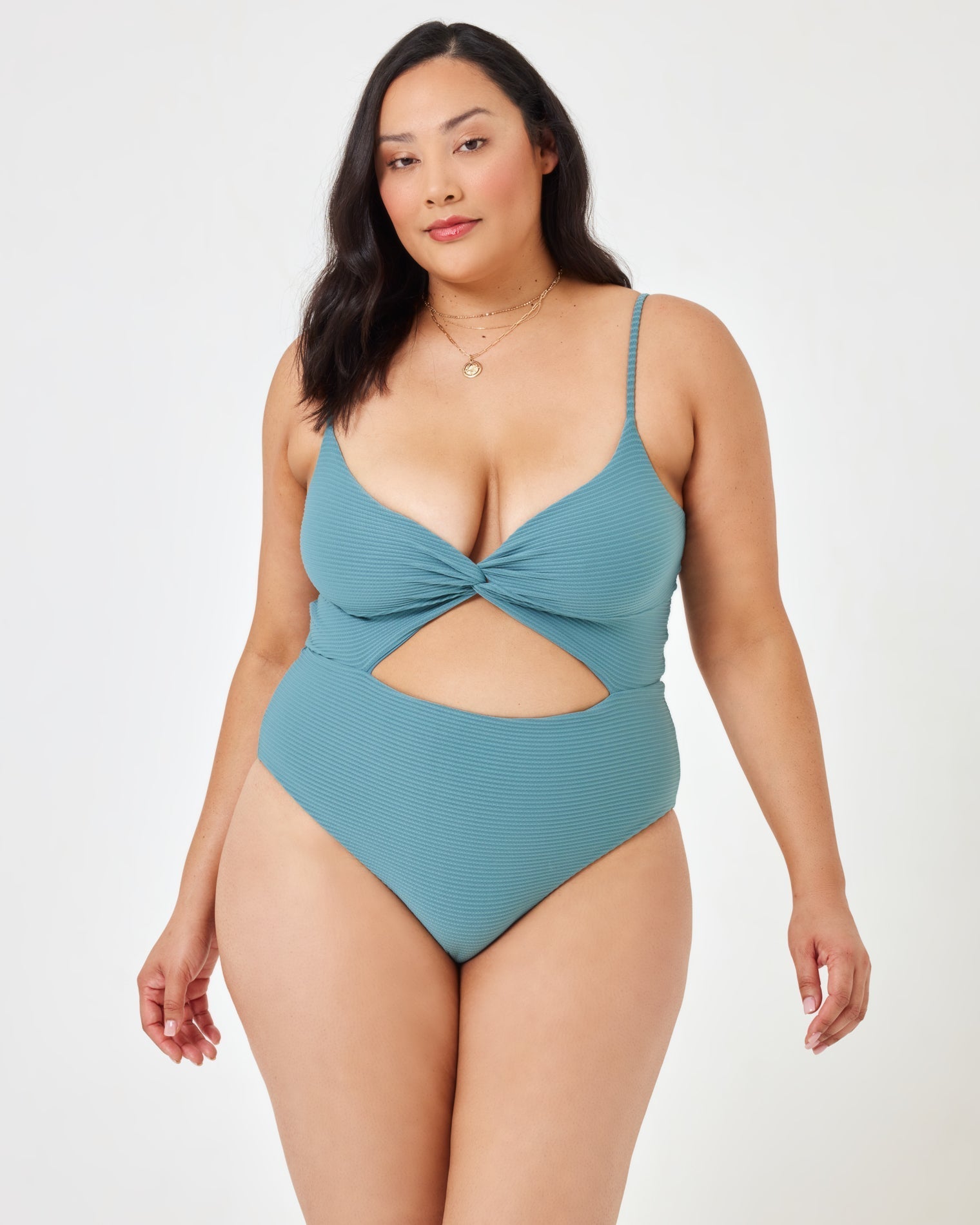 Eco Chic Repreve® Kyslee One Piece Swimsuit - Slated Glass Slated Glass | Model: Bianca (size: XL)