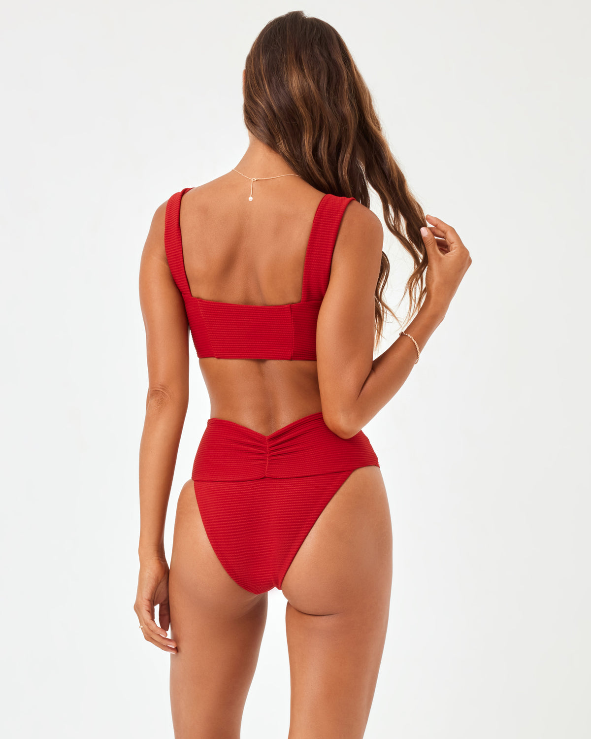 Eco Chic Repreve® Bardot Bikini Bottom - Redwood Redwood | Model: Anna (size: S) | Hover