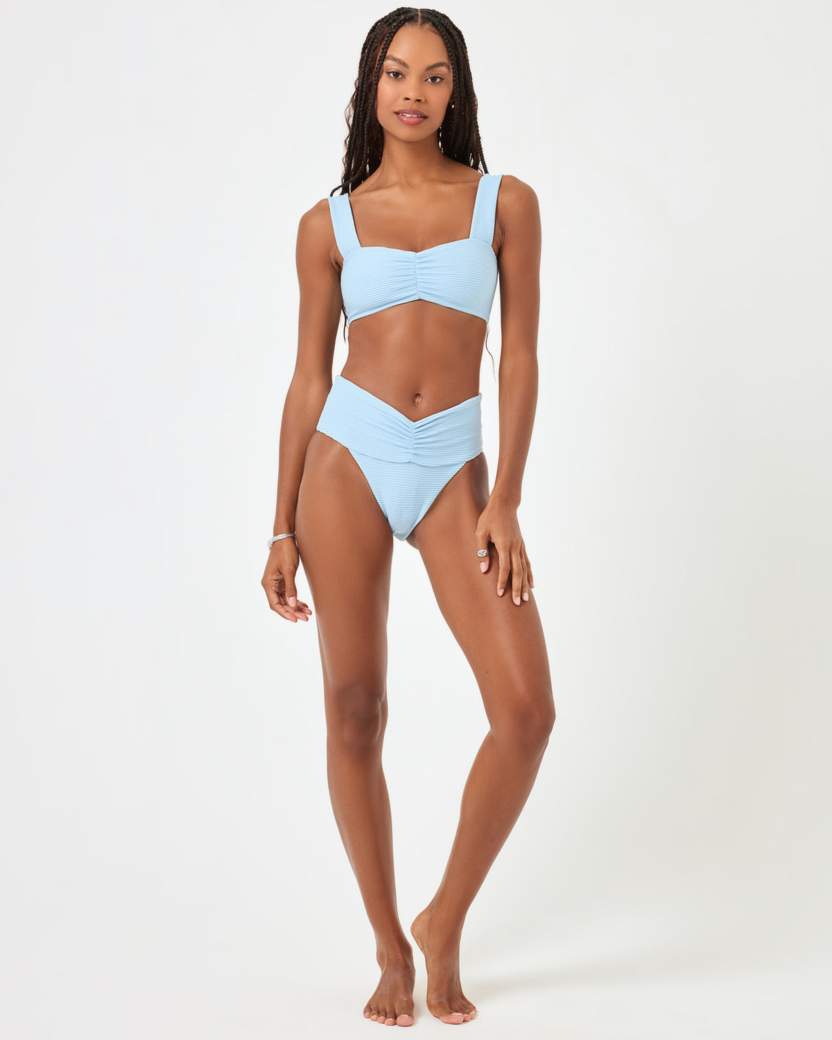 Eco Chic Repreve® Bardot Bikini Bottom - Sky Blue Sky Blue | Model: Taelor (size: S) | Hover