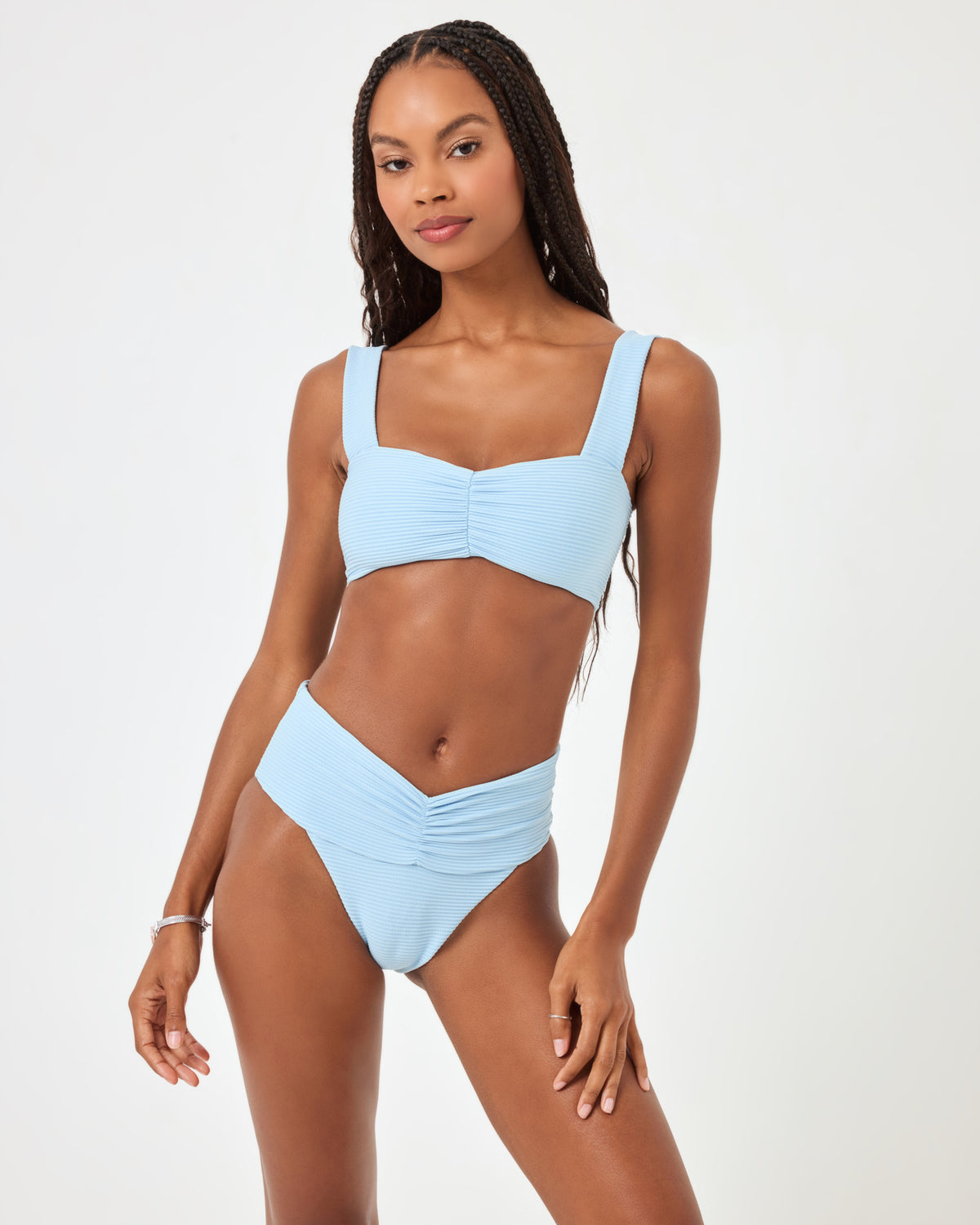 Eco Chic Repreve® Bardot Bikini Bottom - Sky Blue Sky Blue | Model: Taelor (size: S)