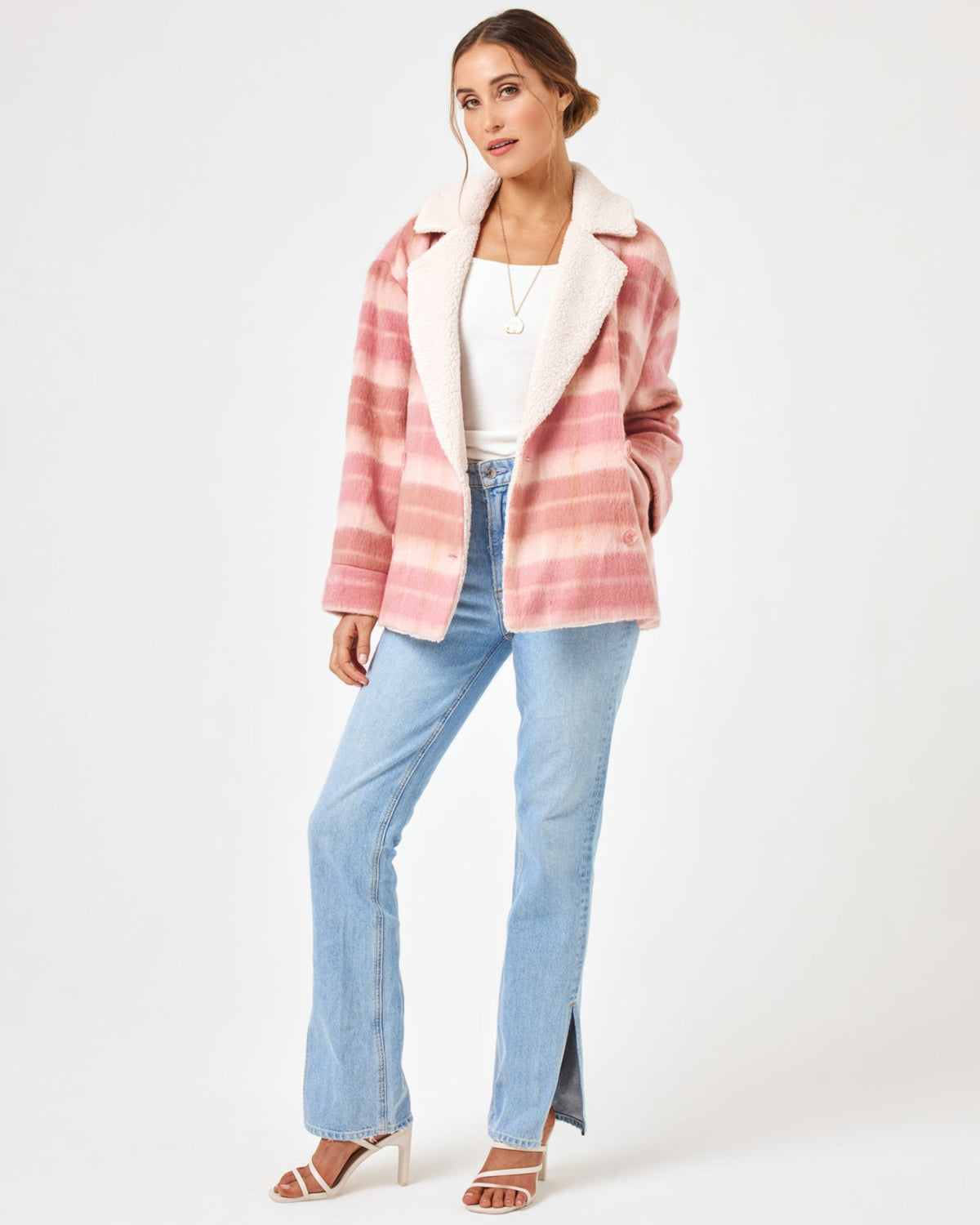 Plaid About You Jacket Seashore Oasis Plaid | Model: Anna (size: S)