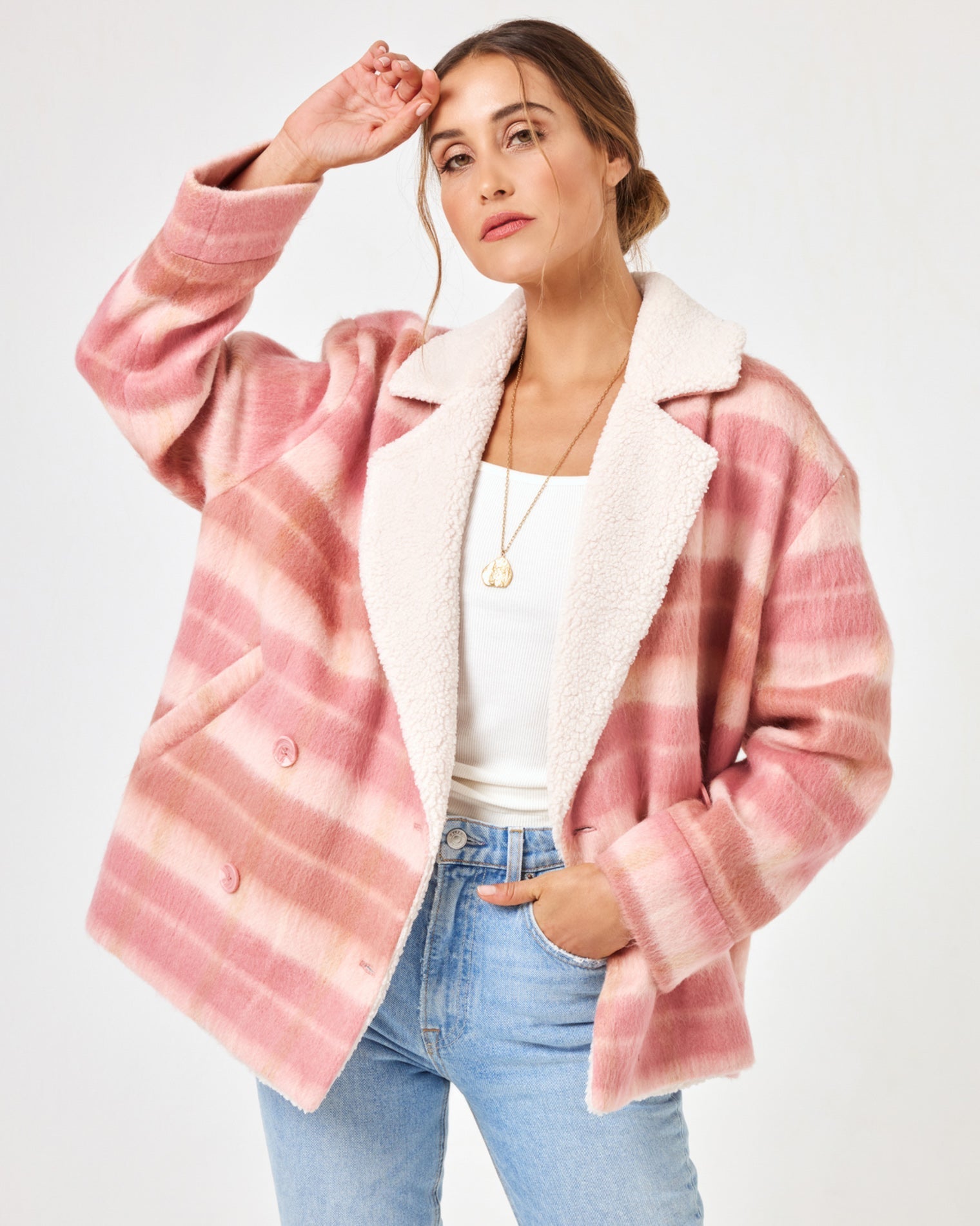 Plaid About You Jacket Seashore Oasis Plaid | Model: Anna (size: S)