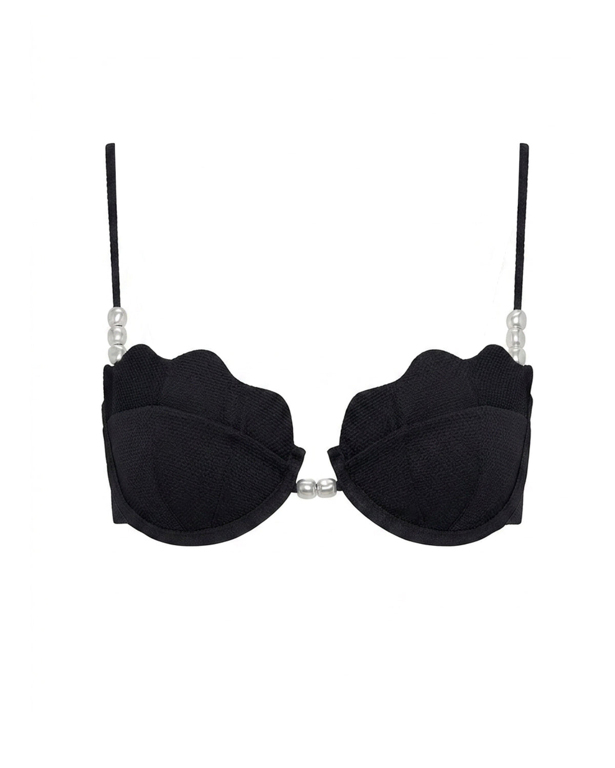 Sunrise Shell Bikini Top - Black LSPACE Sunrise Shell bikini top in black, off-model flat lay.