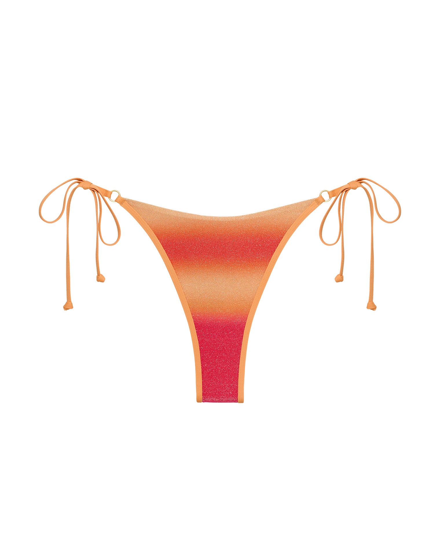 Banning Bikini Bottom - Ocaso Off-model image of the LSPACE Ocaso Banning Bikini Bottom with ombre sunset print and side tie strings.