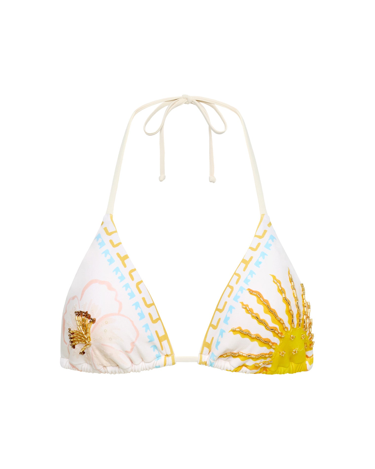 Sonia Bikini Top - Wish You Were Here LSPACE Sonia bikini top in Wish You Were Here print, off-model flat lay.