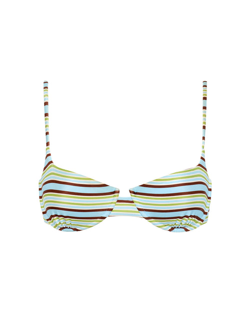 LSPACE Belle bikini top in Comporta Cool Girl print, off-model flat lay.