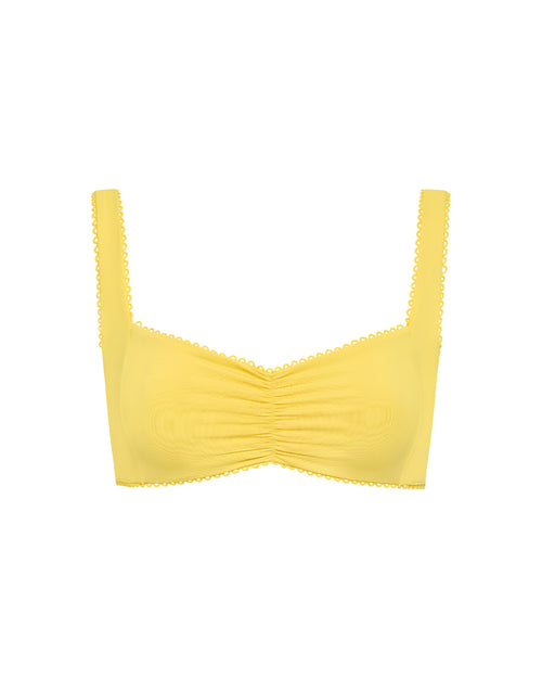 LSPACE Effie bikini top in Ditsy, off-model flat lay.