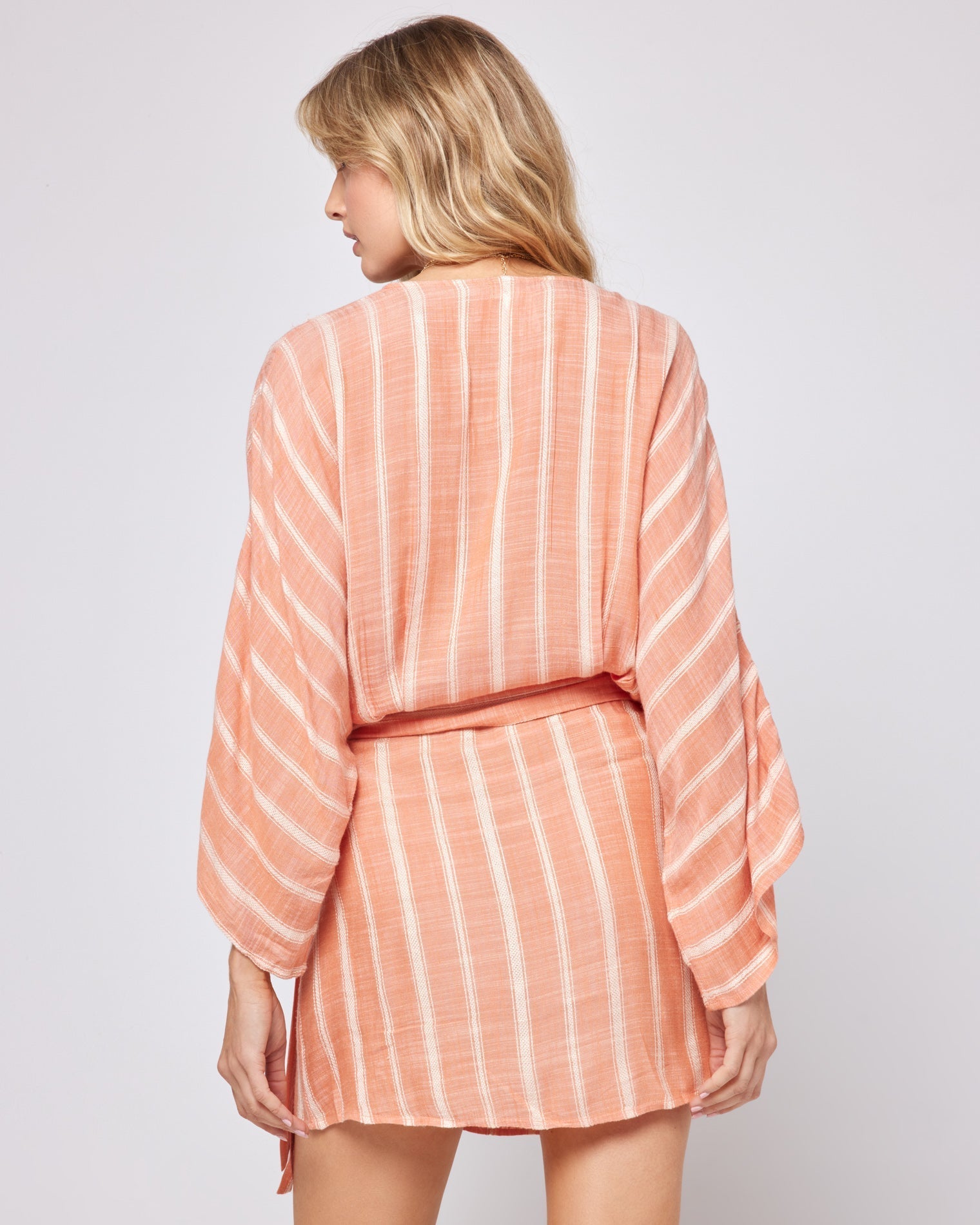 Striped Pfeiffer Dress - Poolside Stripe Clay Poolside Stripe Clay | Model: Lura (size: S)