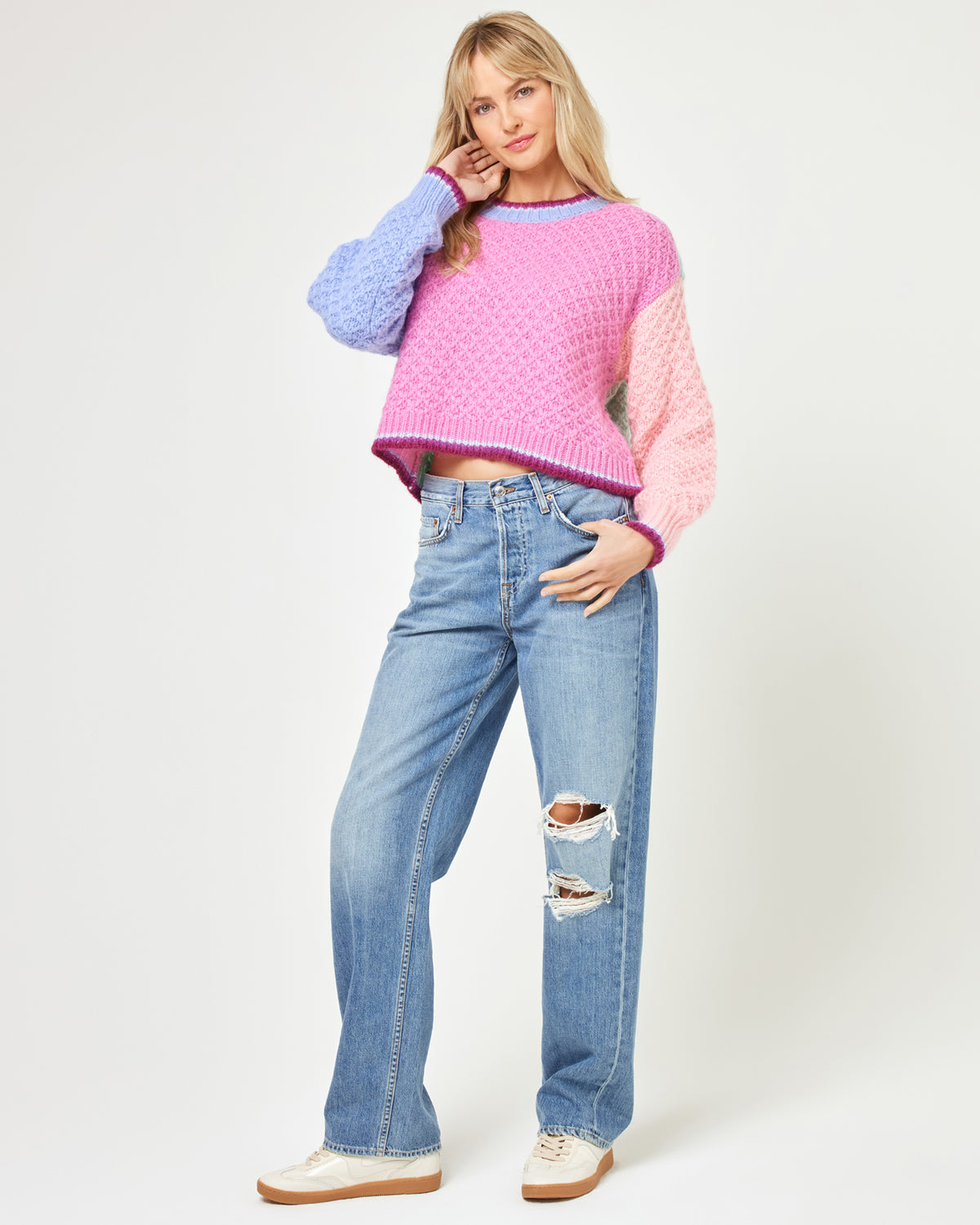 Pretty Please Sweater - Costa Del Sol Colorblock Costa Del Sol Colorblock | Model: Lura (size: S) 