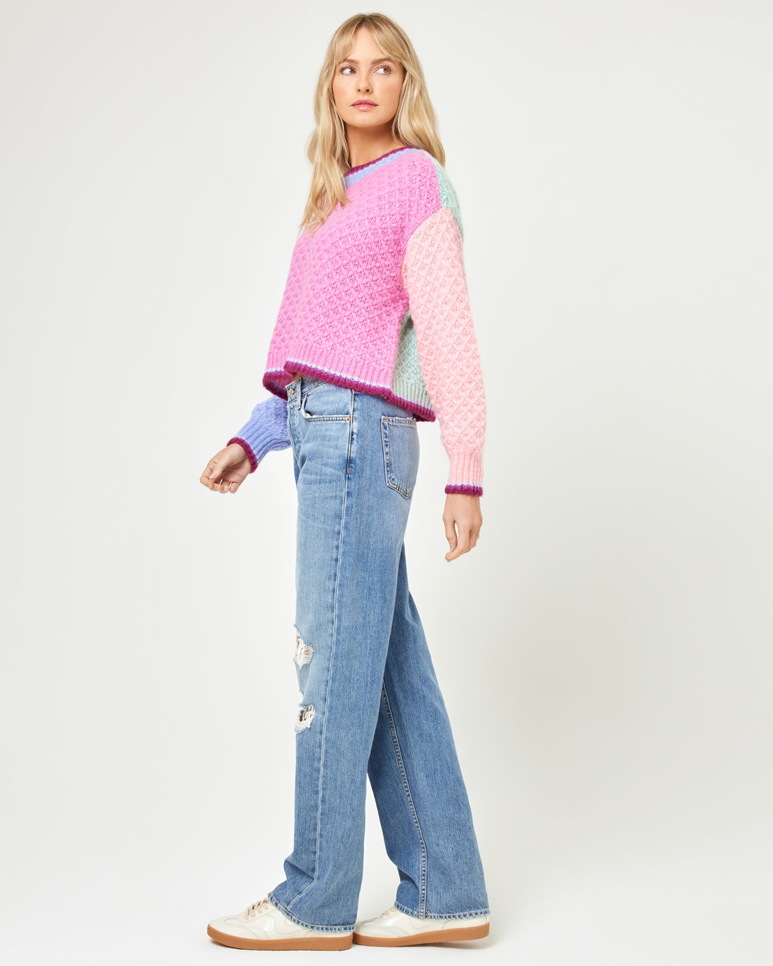 Pretty Please Sweater - Costa Del Sol Colorblock Costa Del Sol Colorblock | Model: Lura (size: S) 