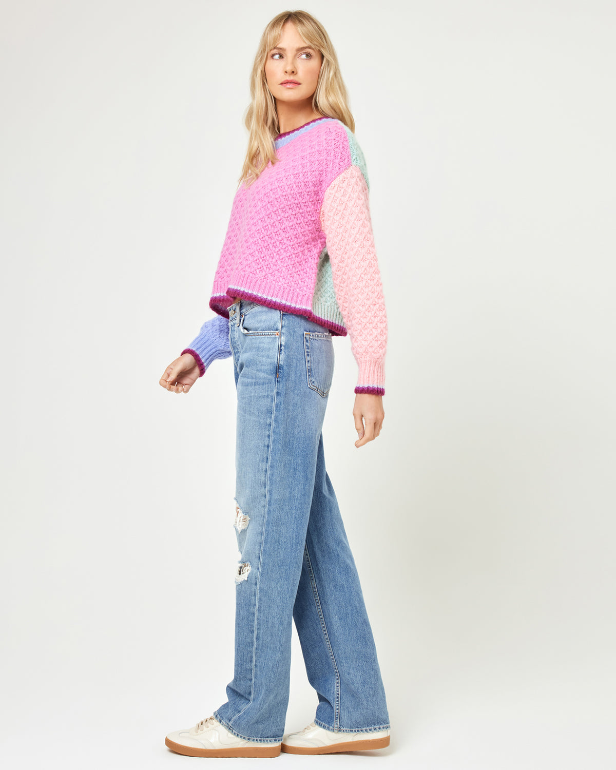 Pretty Please Sweater - Costa Del Sol Colorblock Costa Del Sol Colorblock | Model: Lura (size: S) 