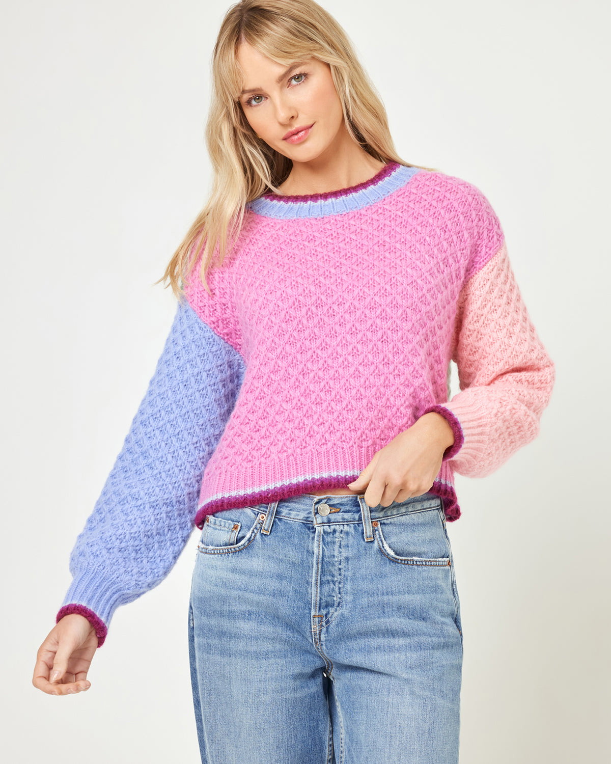 Pretty Please Sweater - Costa Del Sol Colorblock Costa Del Sol Colorblock | Model: Lura (size: S) 