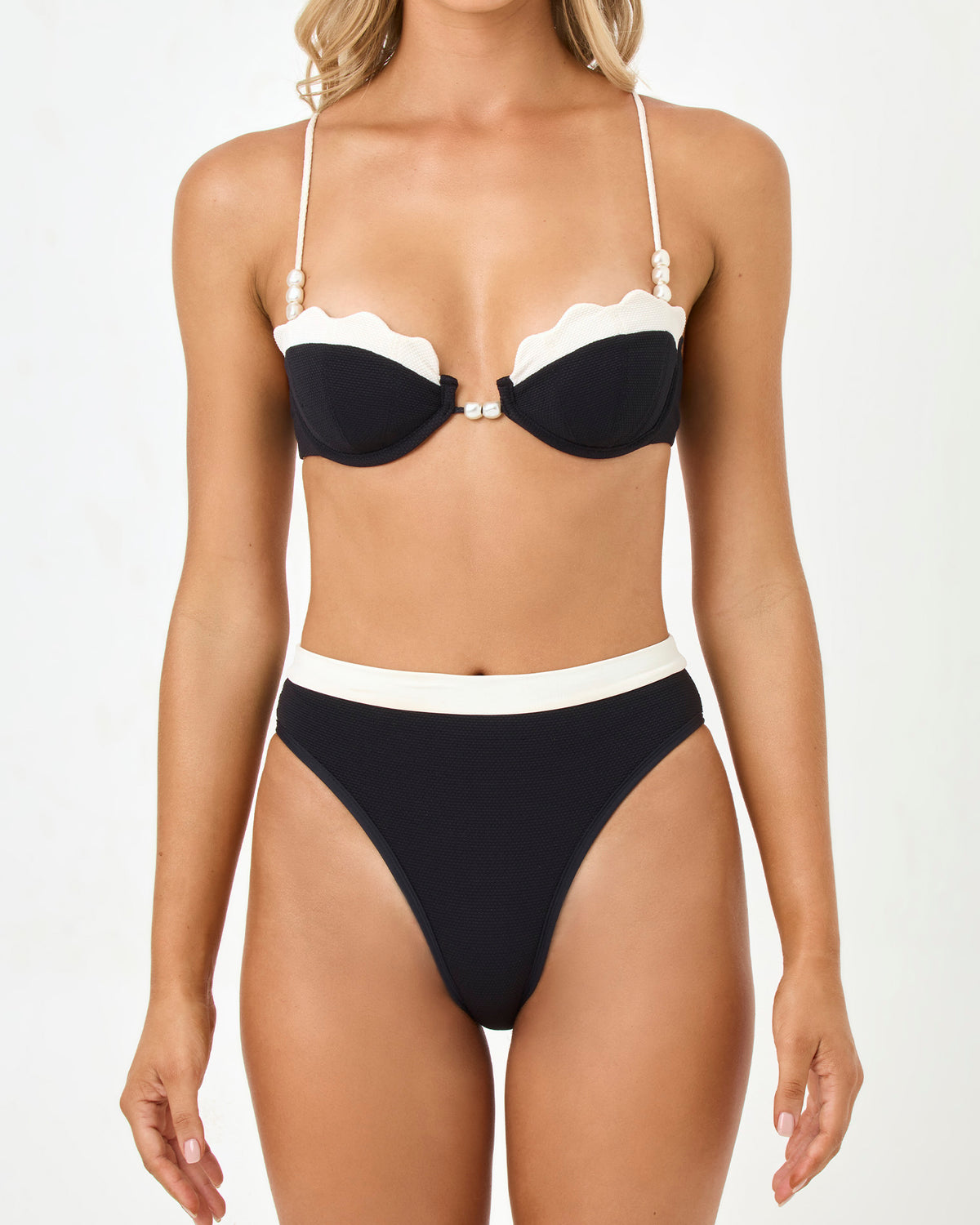 Frenchi Bikini Bottom - Black-Cream Frenchi Bikini Bottom - Black-Cream