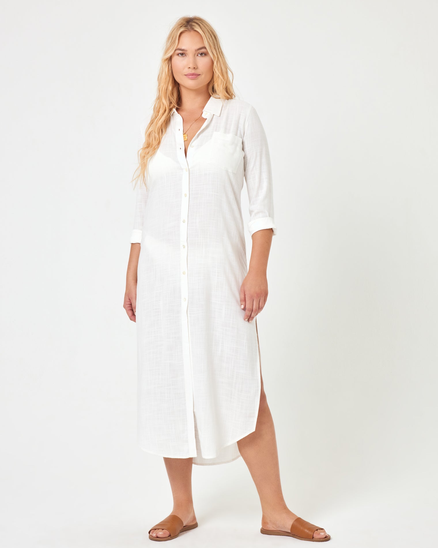 Presley Dress - Cream Cream | Model: Sydney (size XL) | Hover