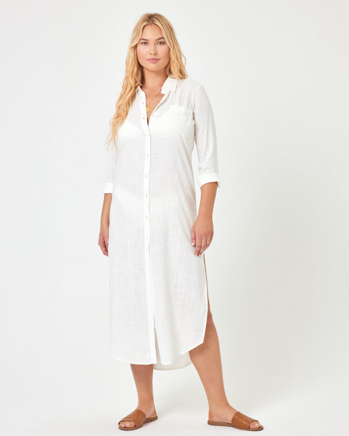 Presley Dress - Cream Cream | Model: Sydney (size XL) | Hover