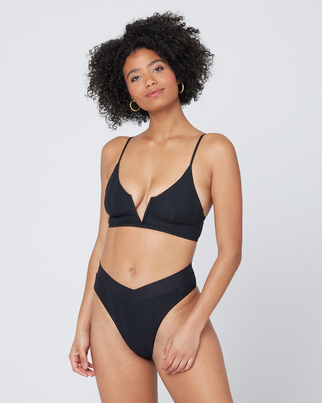 Pointelle Rib Siren Bikini Top - Black Pointelle Rib Siren Bikini Top - Black