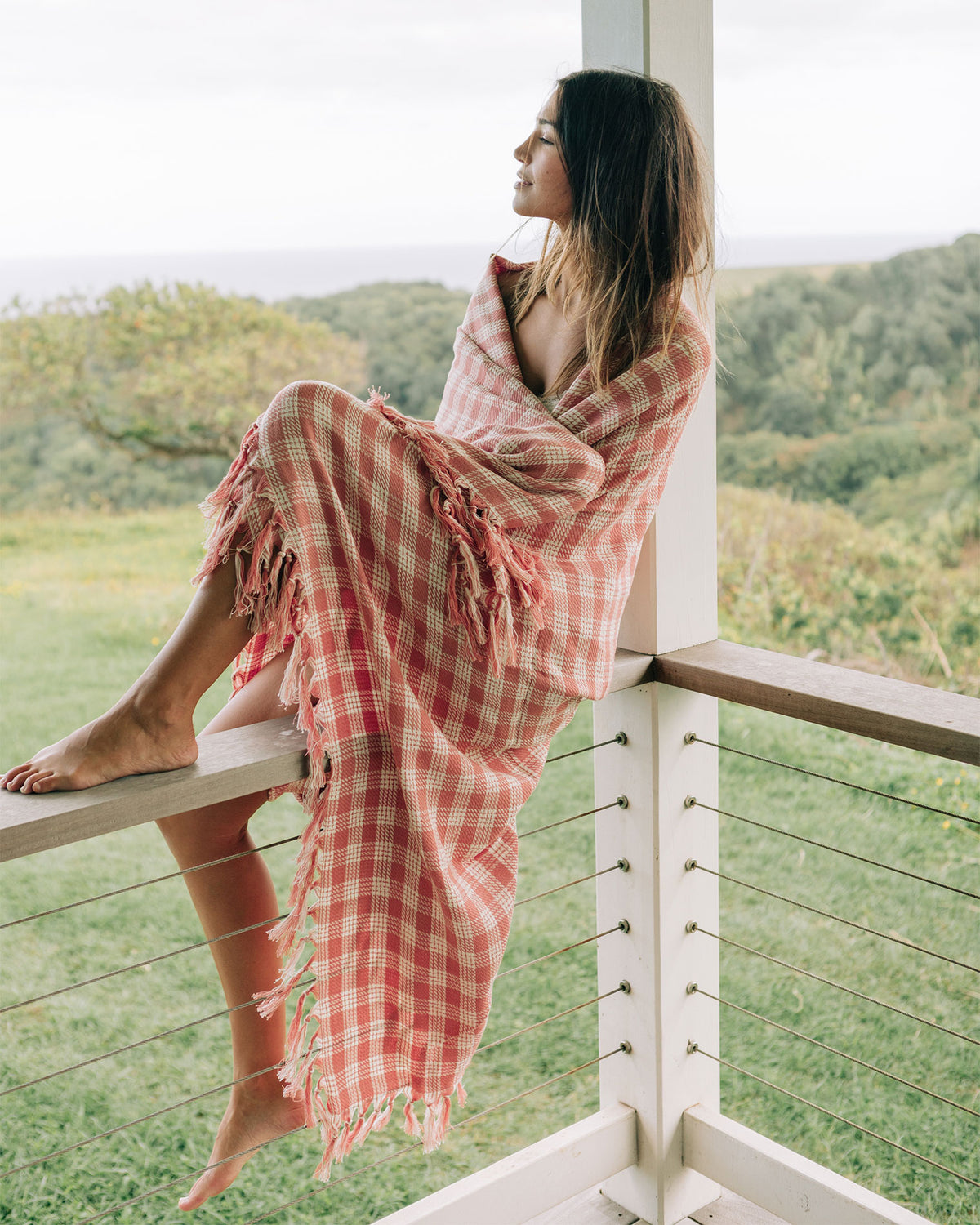 Slowtide Palaka Lightweight Beach Blanket - Guava Slowtide Palaka Lightweight Beach Blanket - Guava