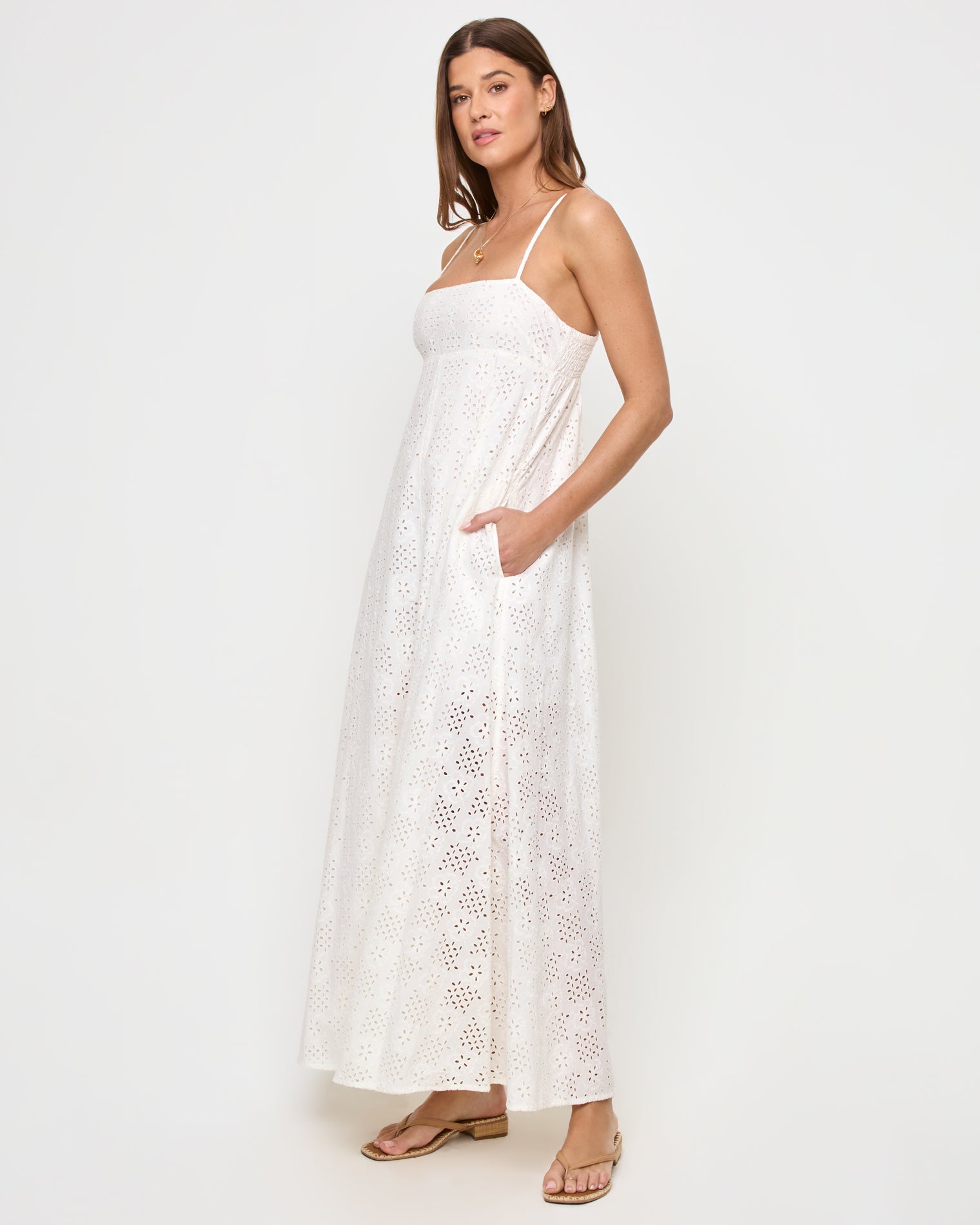 Raveena Dress - Eyelet Cream