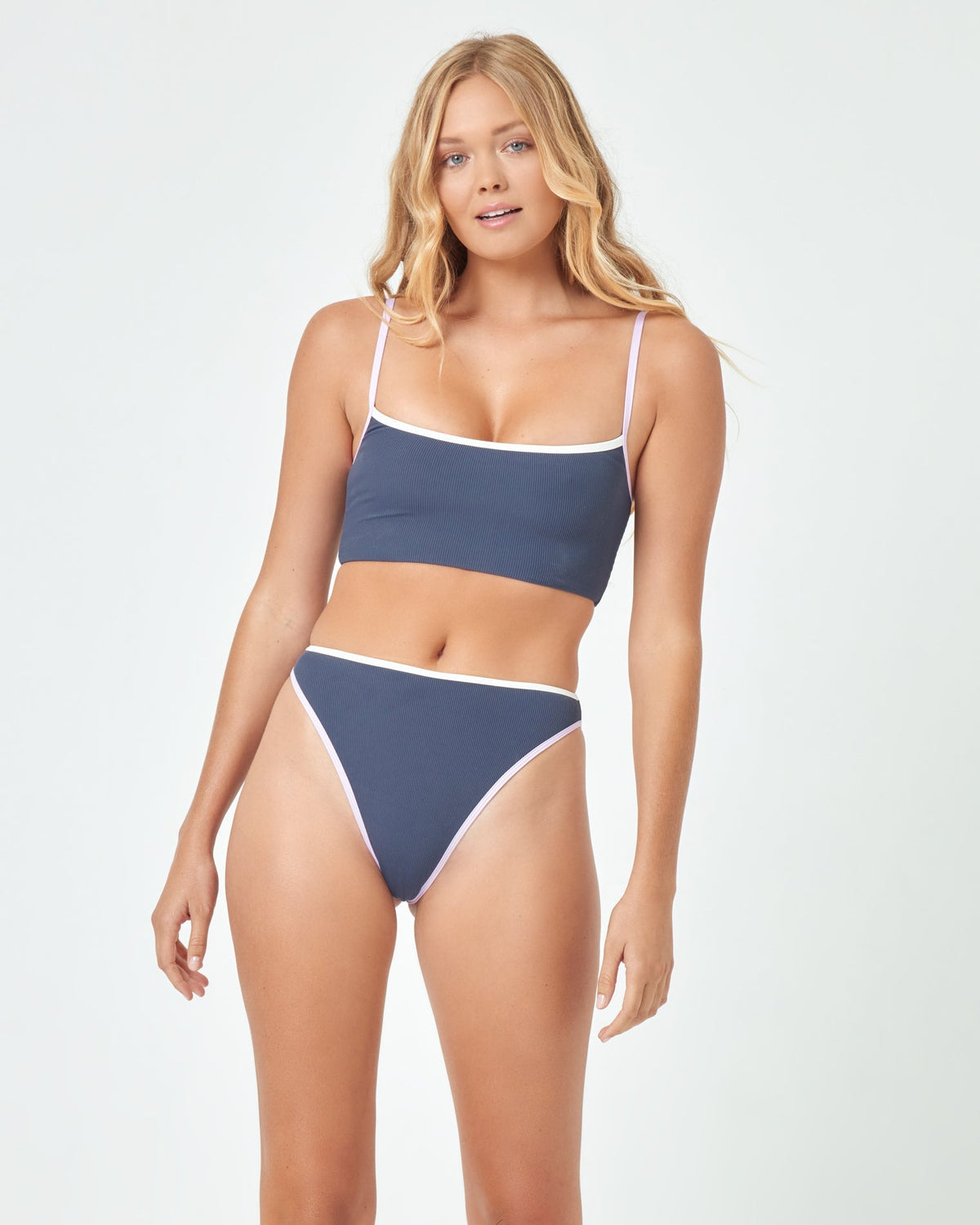 Ribbed Adalyn Bikini Top - Lily Slate Cream Lily-Slate-Cream | Model: Charlie (size: S)