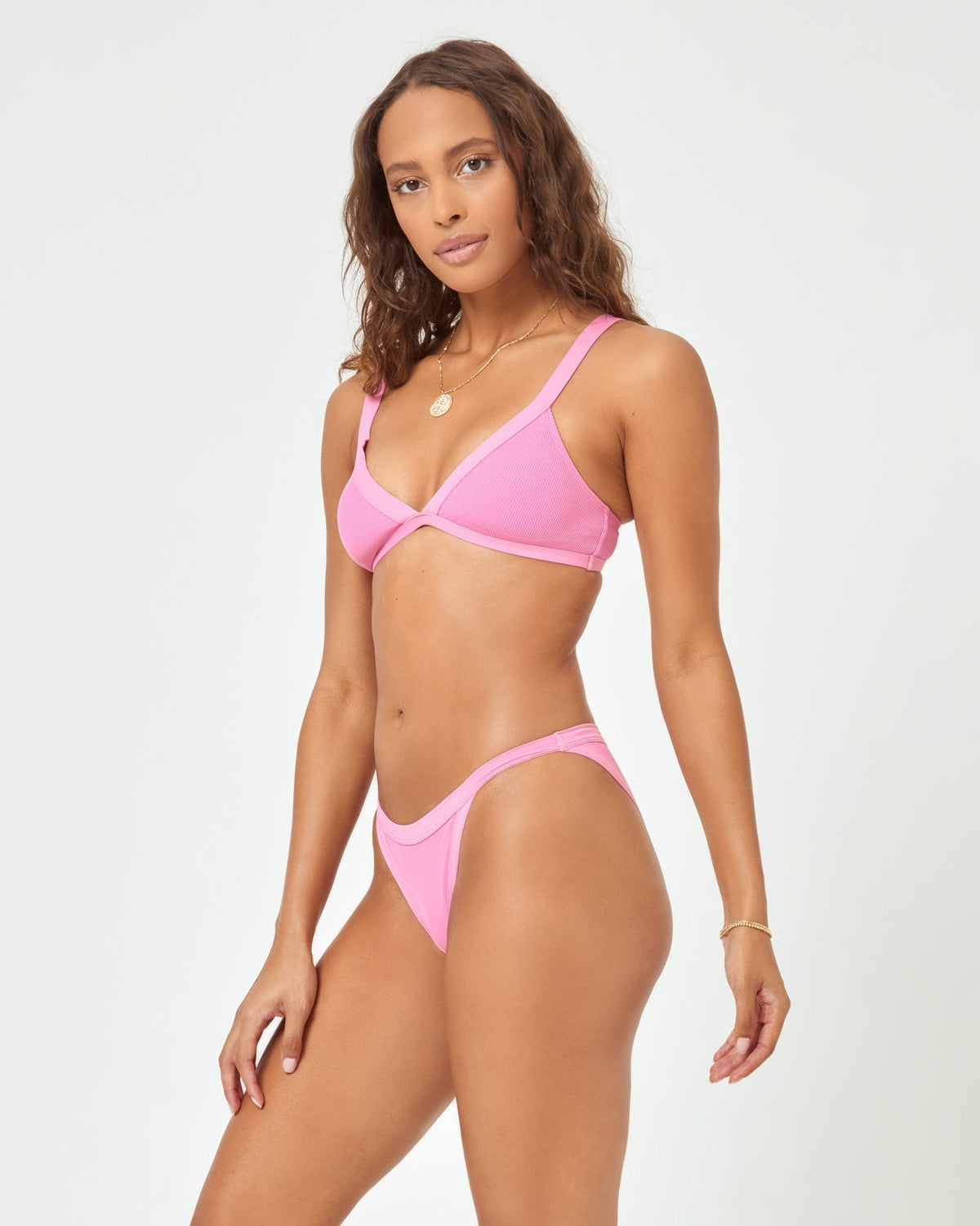 Ribbed Farrah Bikini Top - Guava Guava | Model: Natalie (size: S) | Hover