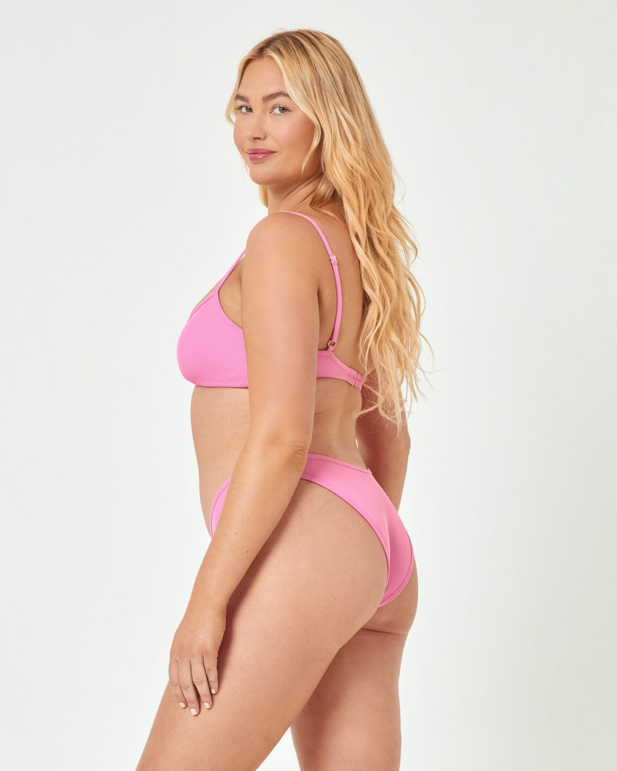 Ribbed Camacho Bikini Bottom - Guava Guava | Model: Sydney (size: XL)