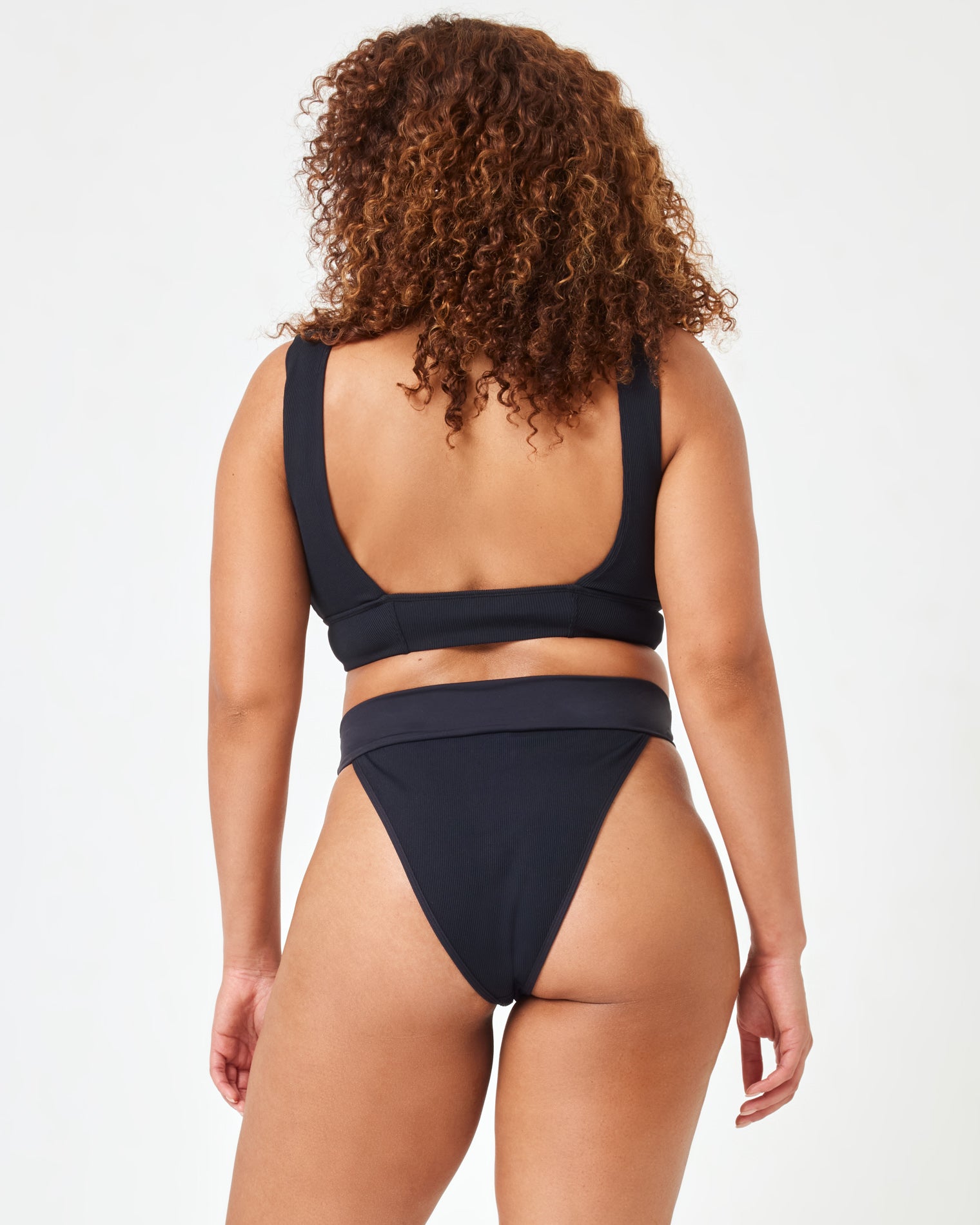 Ribbed Lola Bikini Bottom - Black Black | Model: Amber (size: XL)