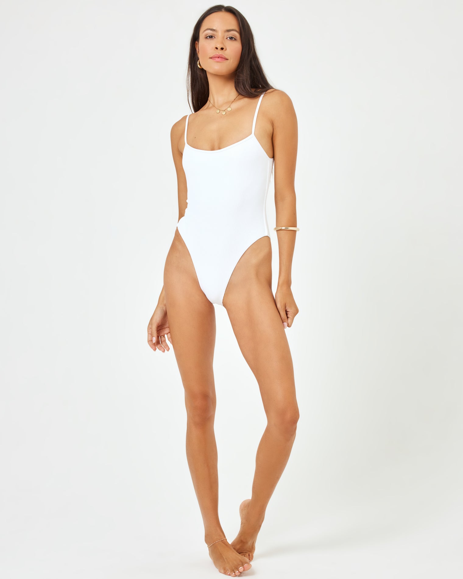 Ribbed Holly One Piece Swimsuit - White White | Model: Emily (size: S)