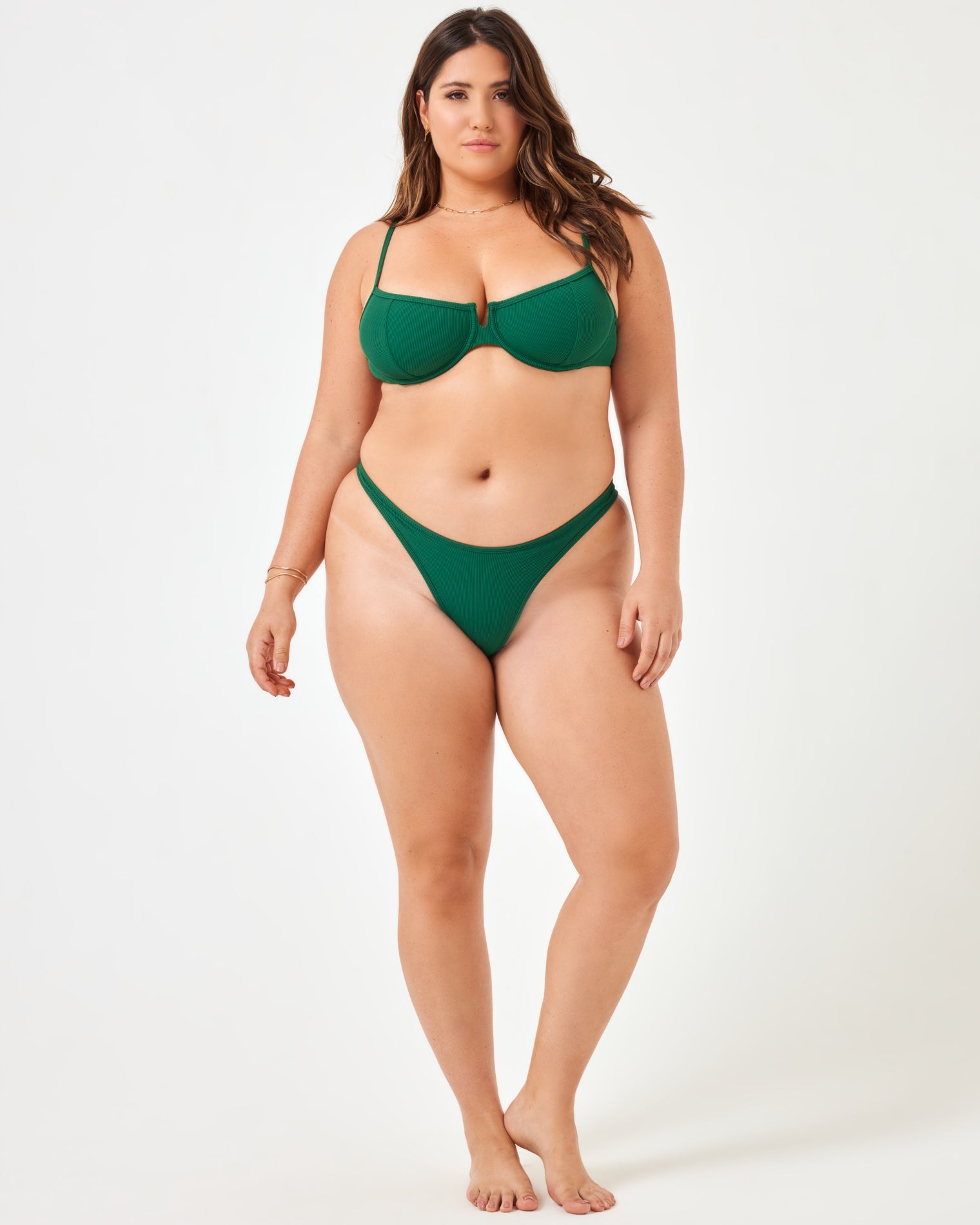 Ribbed Hunter Bikini Top - Emerald Emerald | Model: Jessica (size: XL)