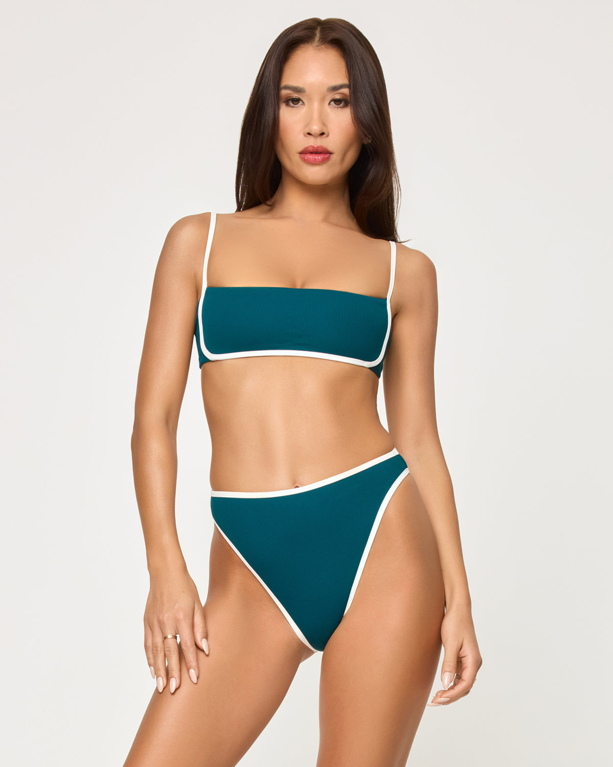 Hazel Bikini Top - Deep Teal-Cream Hazel Bikini Top - Deep Teal-Cream
