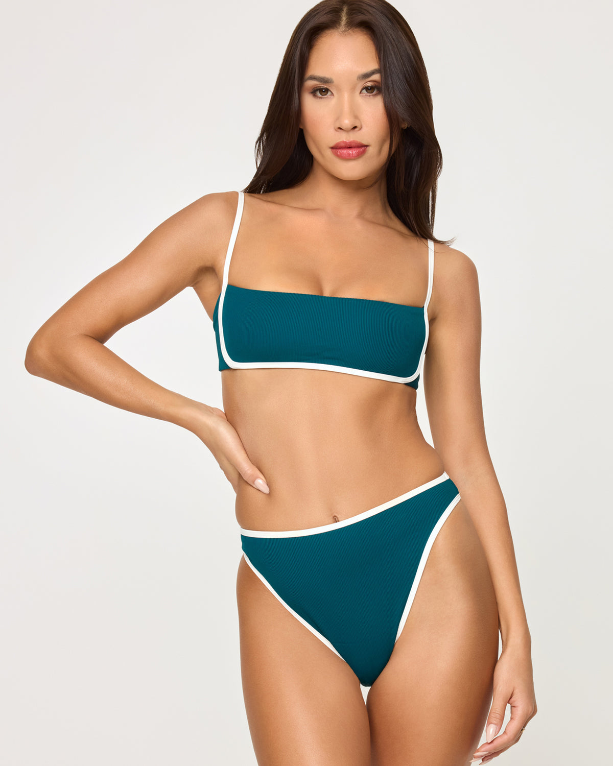 Hazel Bikini Top - Deep Teal-Cream Hazel Bikini Top - Deep Teal-Cream