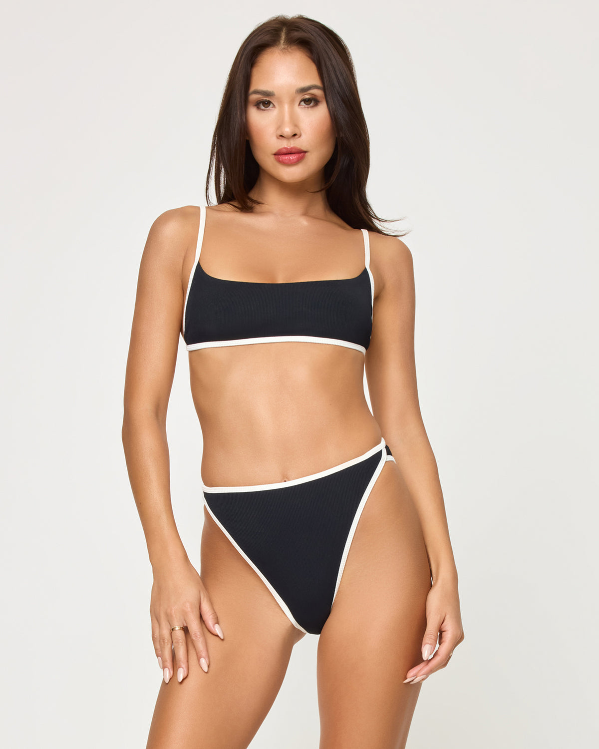 Kourt Bikini Bottom - Black-Cream Black-Cream | Model: Jocelyn (size: S)