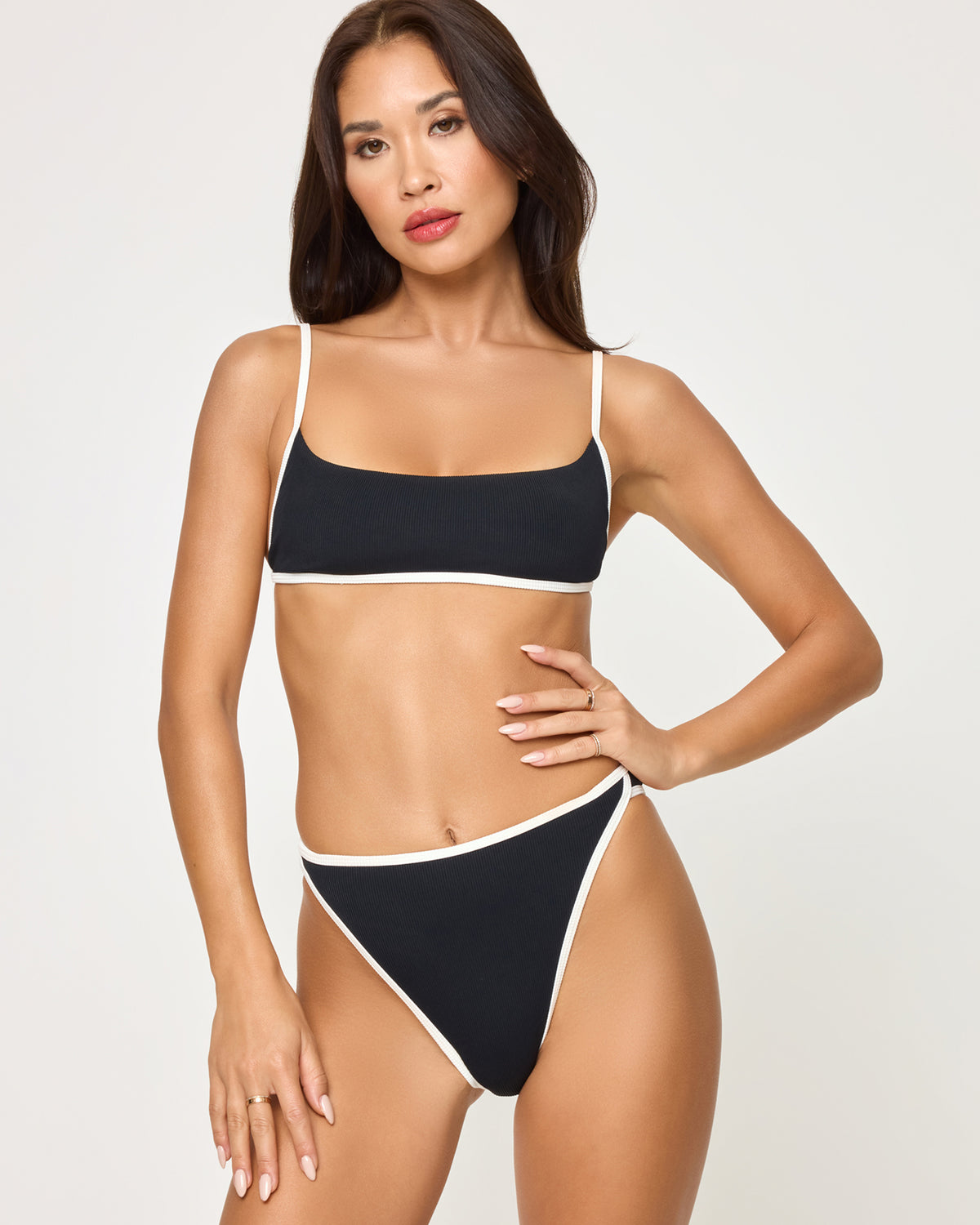 Kourt Bikini Bottom - Black-Cream Black-Cream | Model: Jocelyn (size: S) | Hover