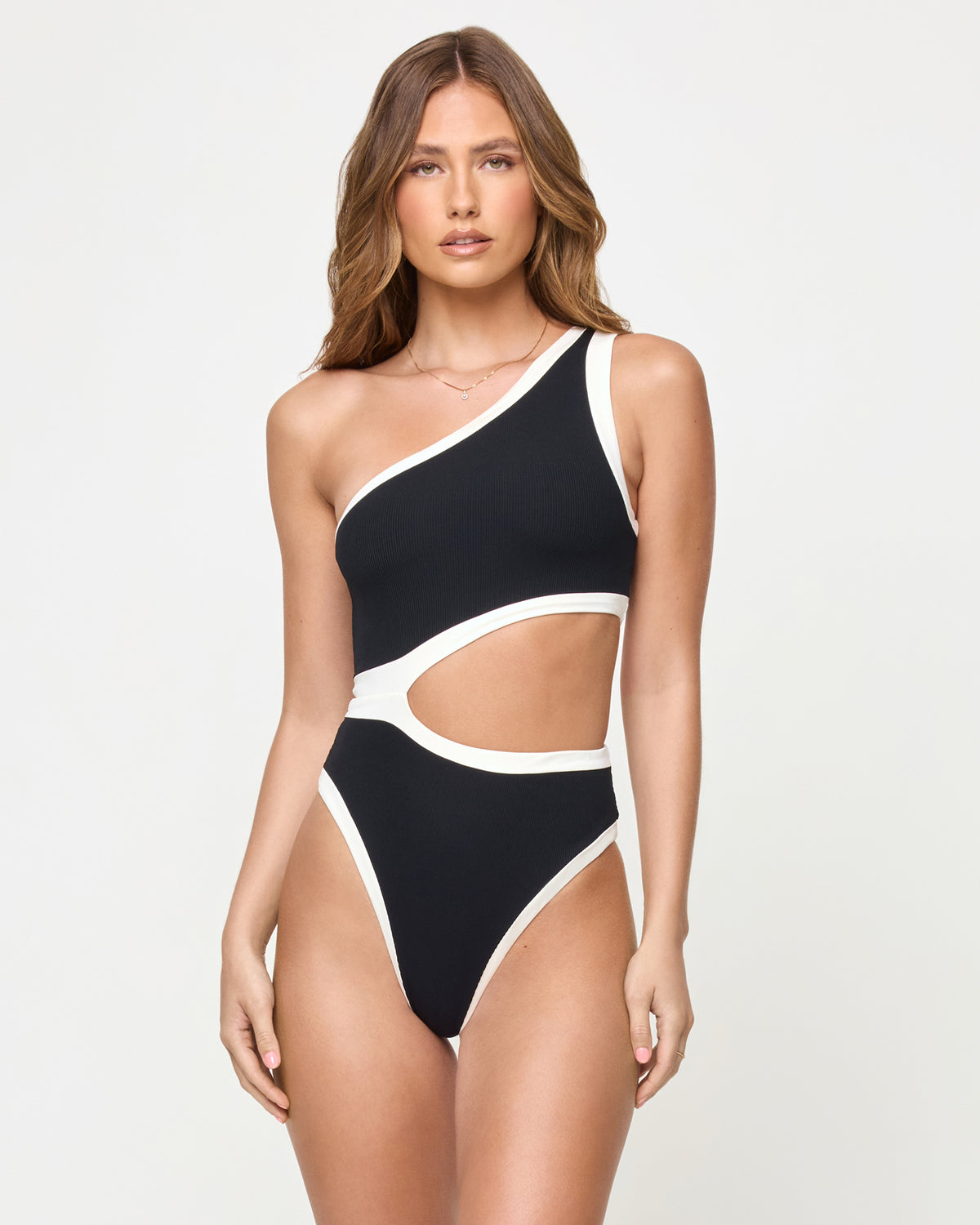 Loren One Piece Swimsuit - Black-Cream Loren One Piece Swimsuit - Black-Cream