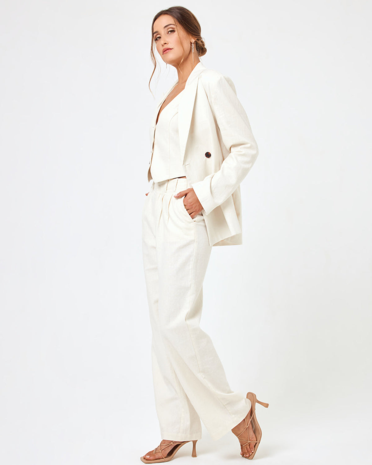 Rhodes Blazer Cream | Model: Anna (size: S) | Hover