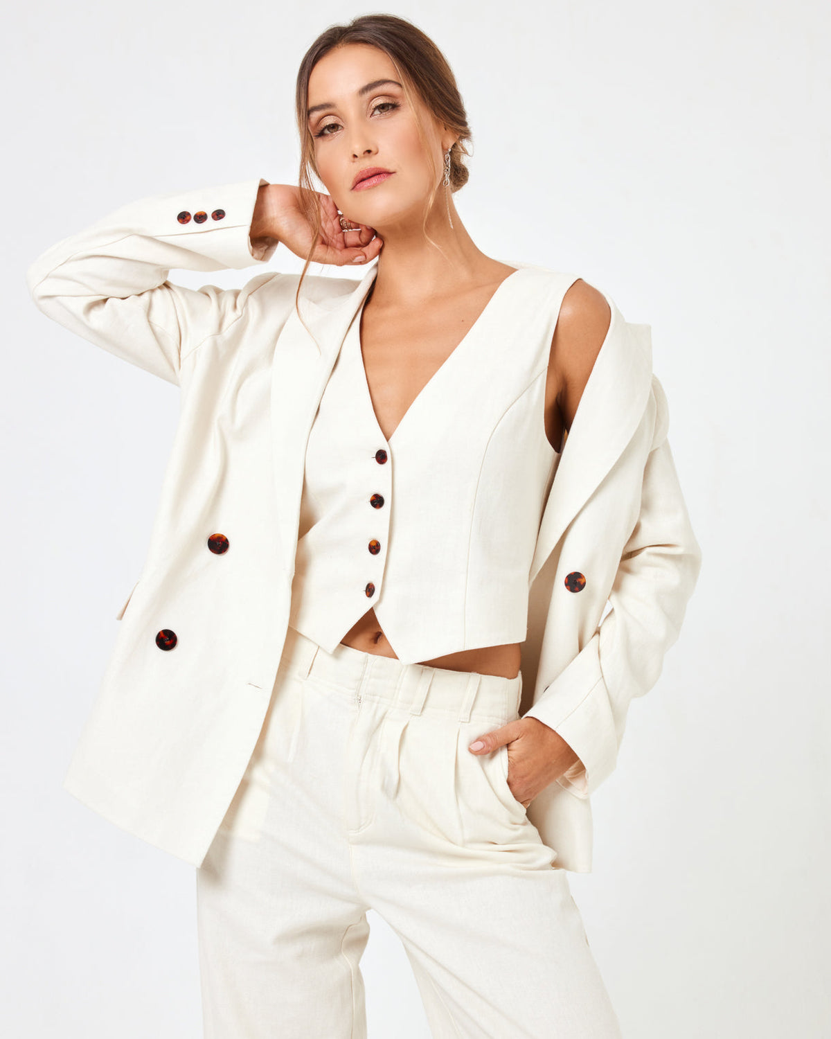 Rhodes Vest Cream | Model: Anna (size: S)