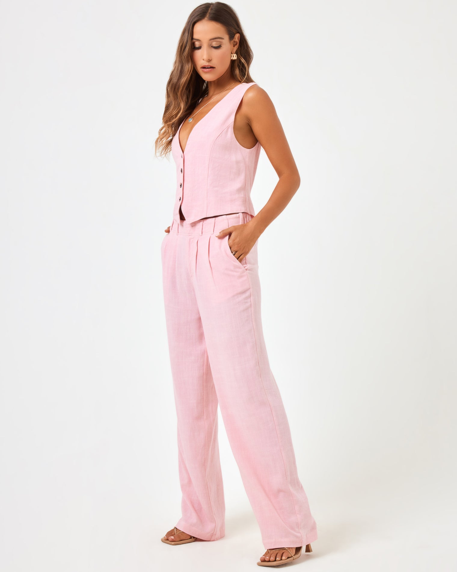 Rhodes Pant - Macaroon Pink Macaroon Pink | Model: Anna (size: S) | Hover
