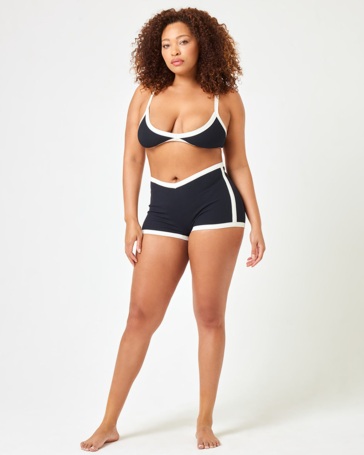 Sailor Bikini Bottom - Black-Cream Black-Cream | Model: Amber (size: XL)
