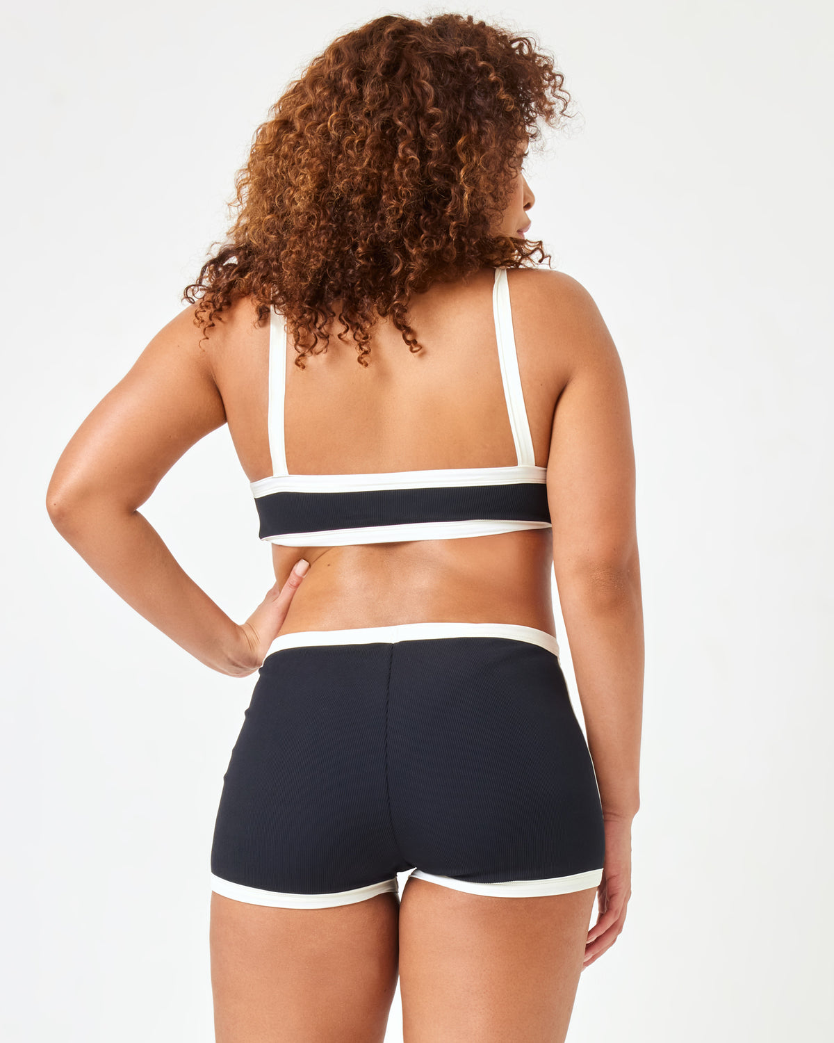 Sailor Bikini Bottom - Black-Cream Black-Cream | Model: Amber (size: XL)