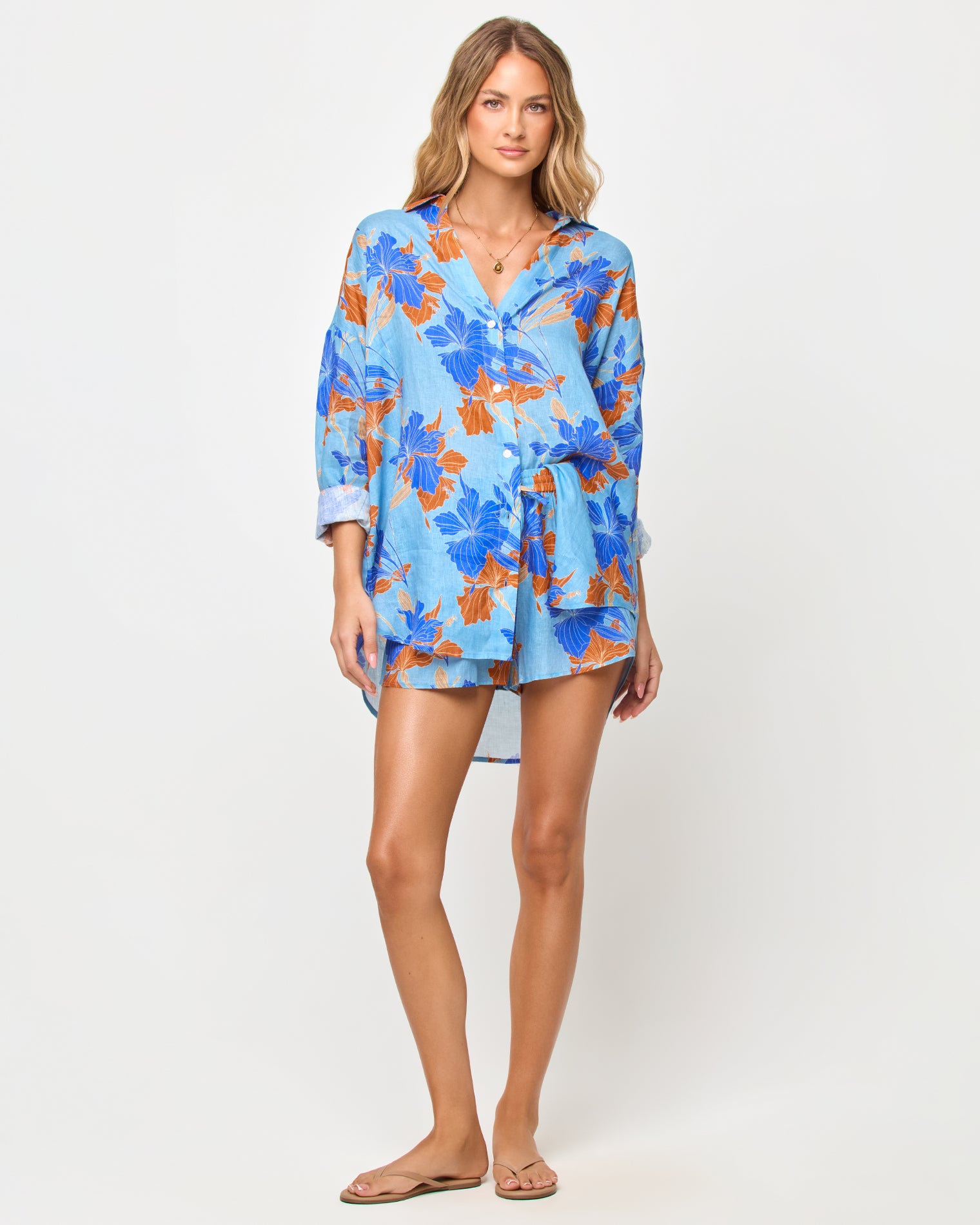 Rio Tunic - Ciao Bella LSPACE Rio tunic in Ciao Bella print, front view on model.