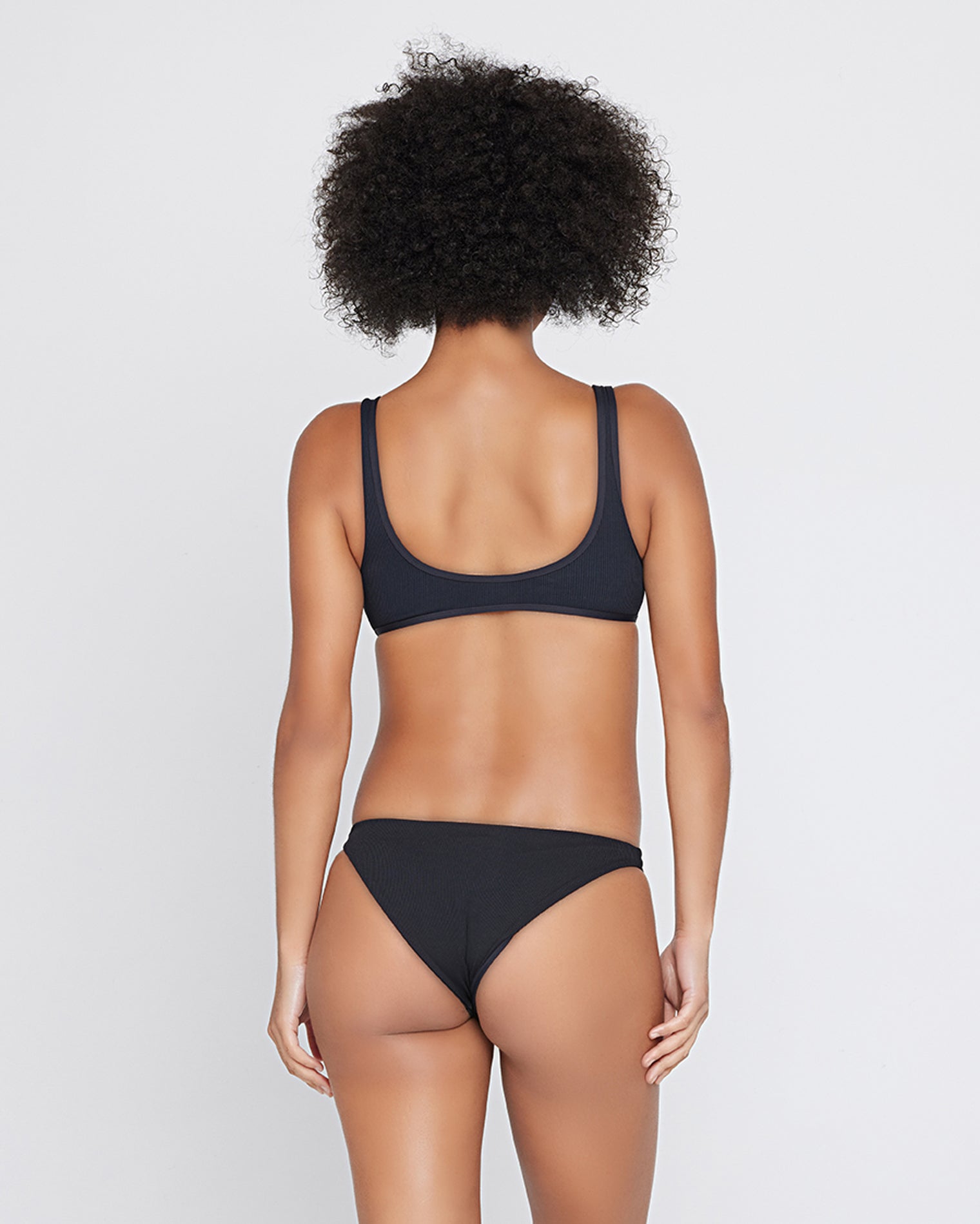 Ribbed Camacho Bikini Bottom - Black Black | Model: Valyn (size: S)