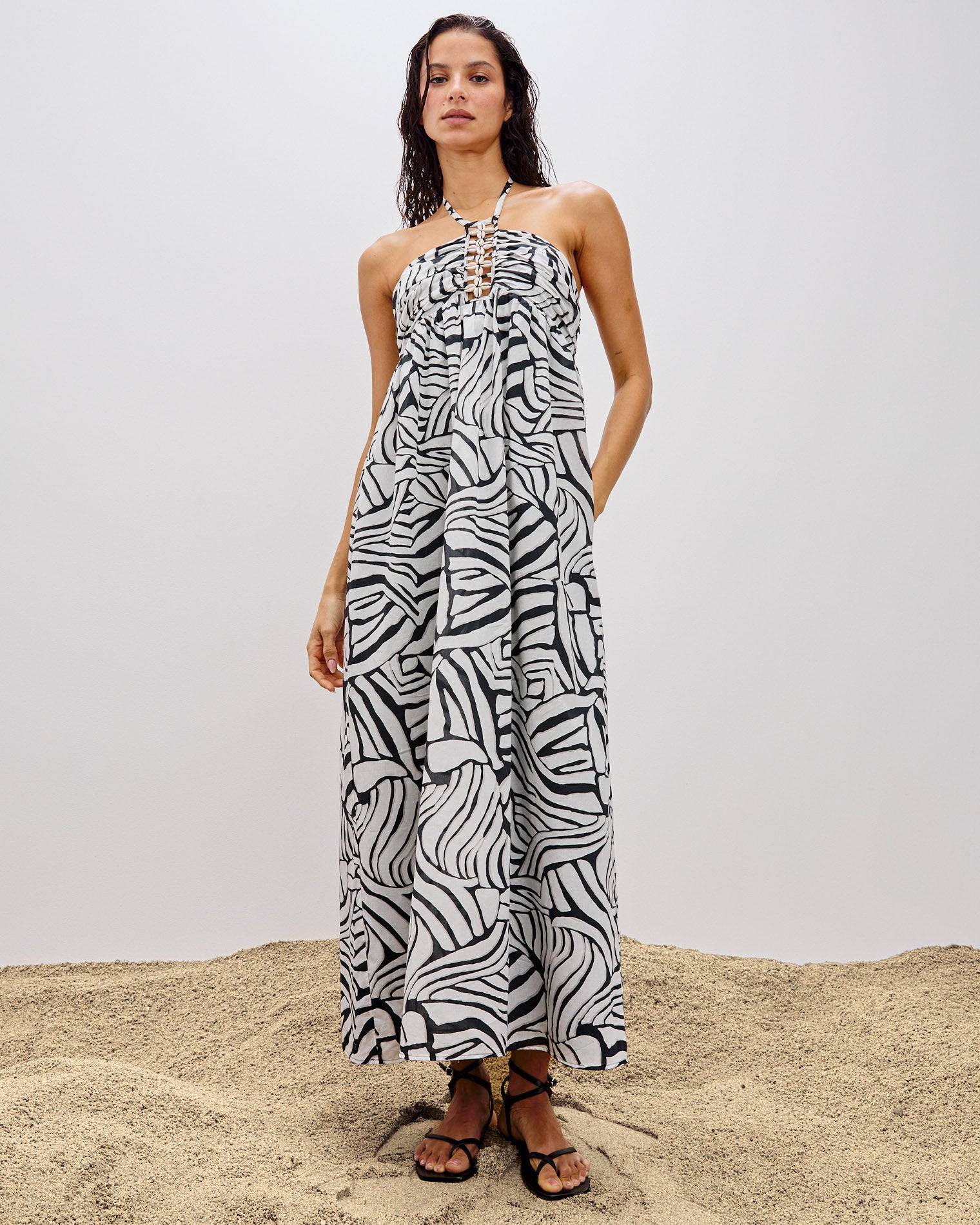 Palazzo Dress - Playa Blanca Playa Blanca | Badge:LSPACE x Rails_#B2AC88_#ffffff