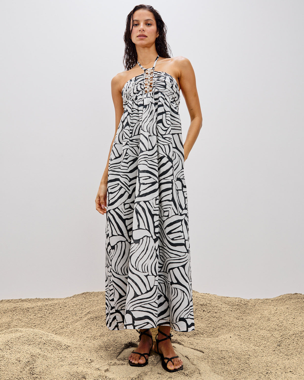 Palazzo Dress - Playa Blanca Playa Blanca | Badge:LSPACE x Rails_#B2AC88_#ffffff