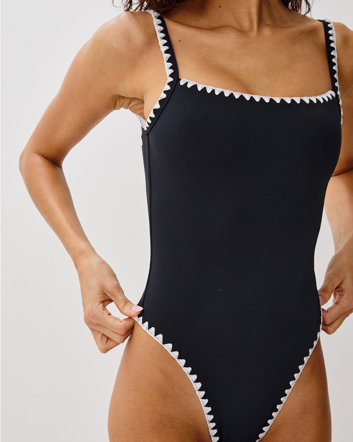 Nadia One Piece Swimsuit - Black-Cream Nadia One Piece Swimsuit - Black-Cream