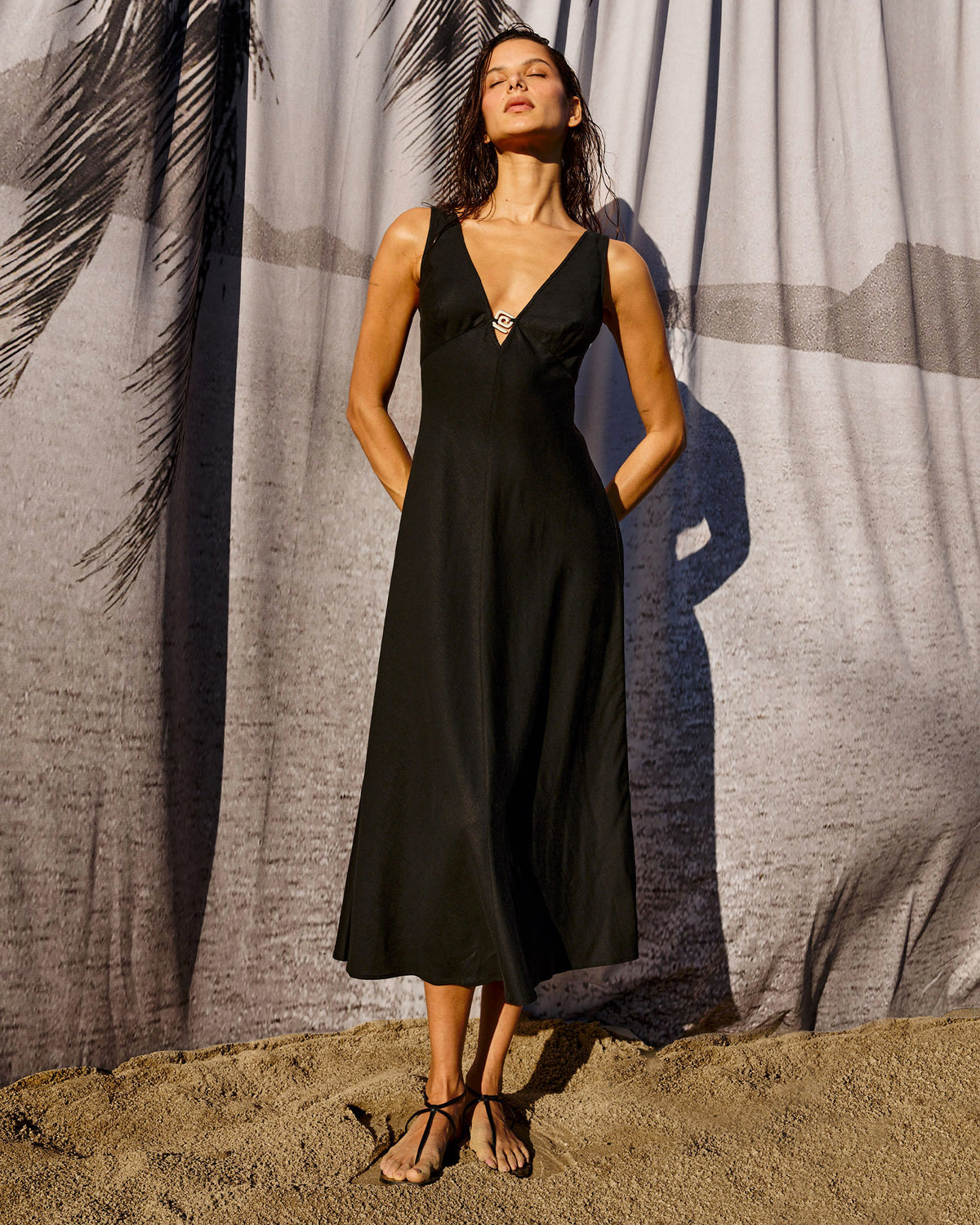 Avila Dress - Black Black | Badge:LSPACE x Rails_#B2AC88_#ffffff
