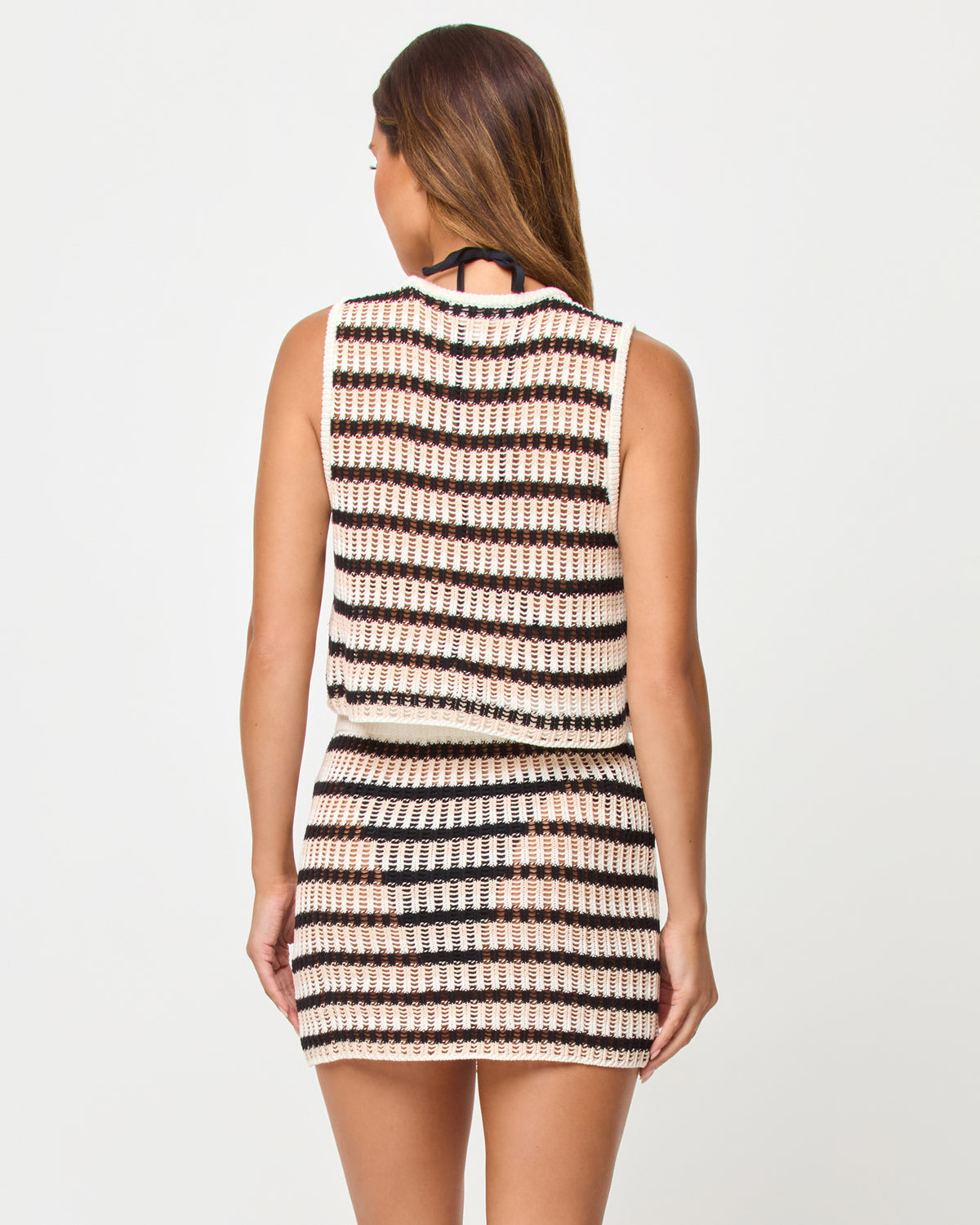 Sander Skirt - Isle Stripe LSPACE Sander skirt in Isle Stripe, back view on model.
