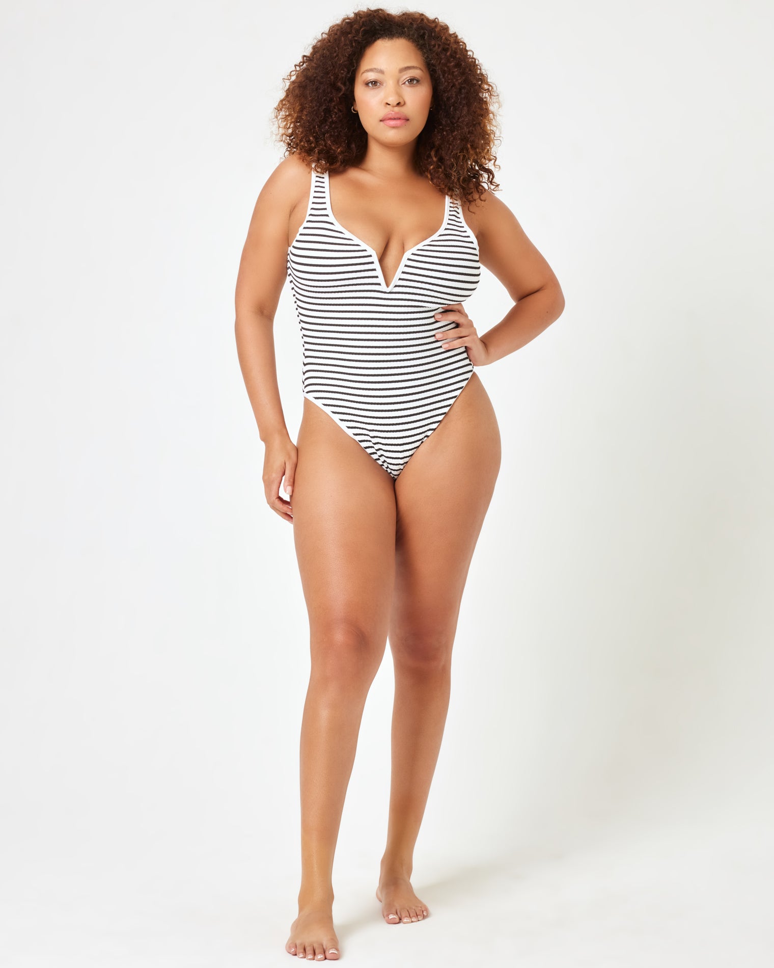 Coco One Piece Swimsuit - Sail Along Stripe Sail Along Stripe | Model: Amber (size: XL) | Hover
