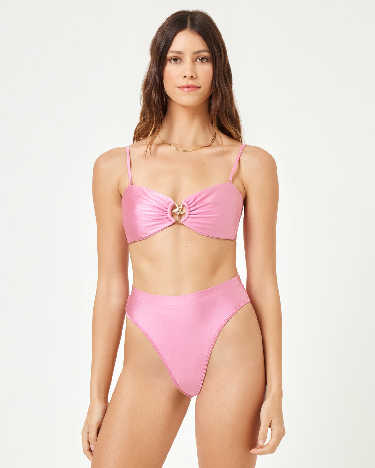 LSPACE X Anthropologie Jasper Bikini Top - Pink Lady Pink Lady | Model: Kristen (size: S)