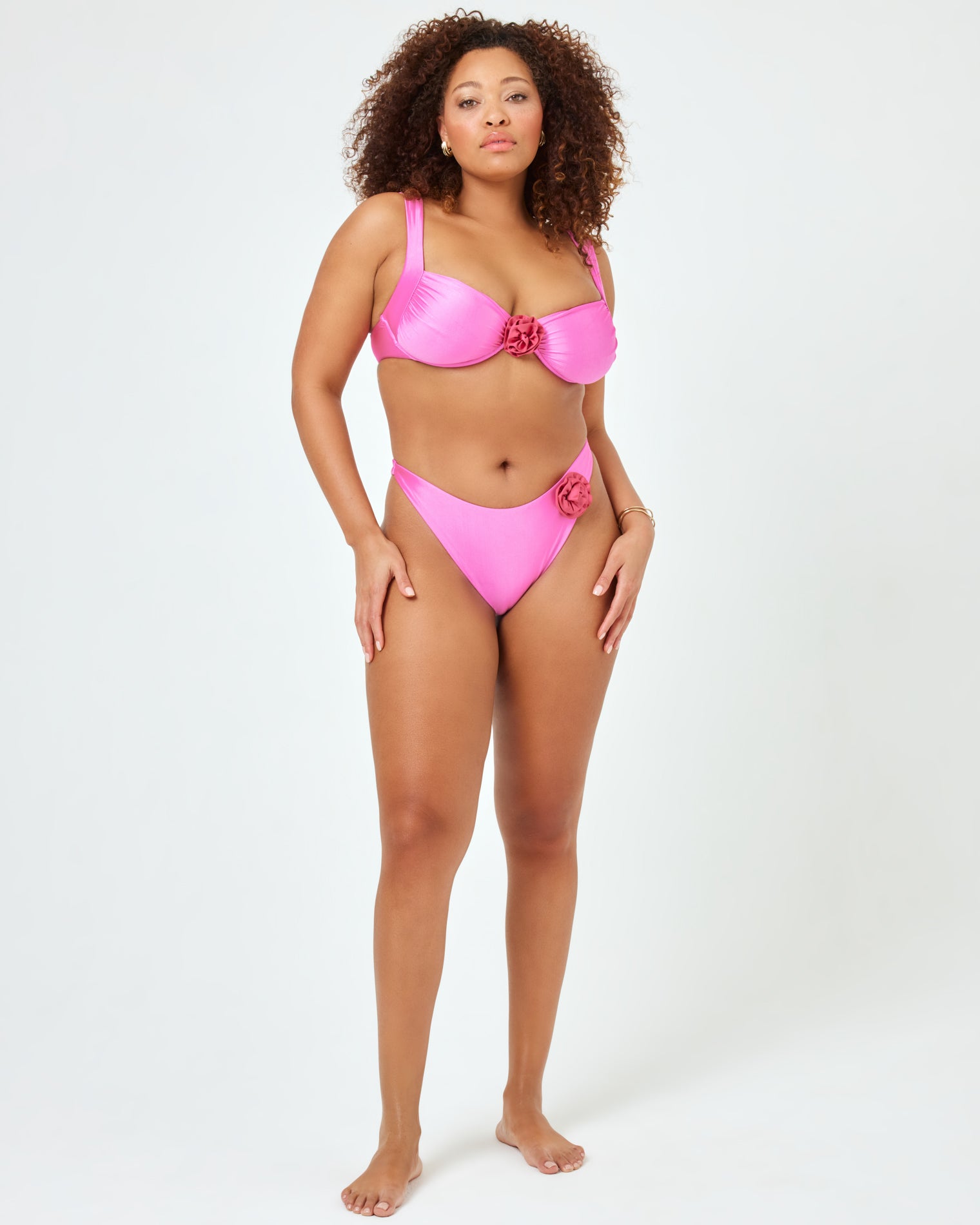 Satin Shine Leilani Bikini Bottom - Pink Quartz Pink Quartz | Model: Amber (size: XL)