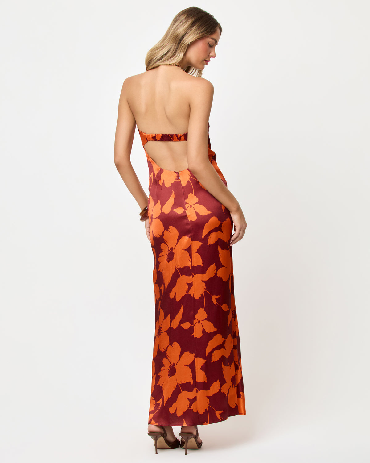 Spring In Love Dress - Cocobolo LSPACE Spring In Love dress in Cocobolo print, back view on model.