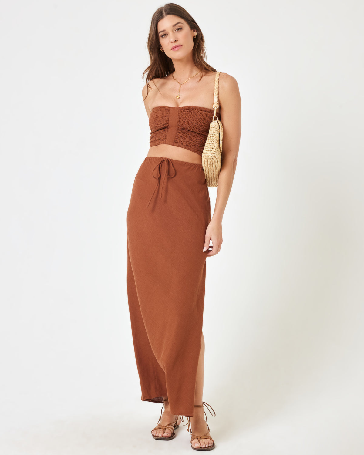 Summer Feels Tube Top - Coffee Coffee | Model: Maitlynn (size: S)